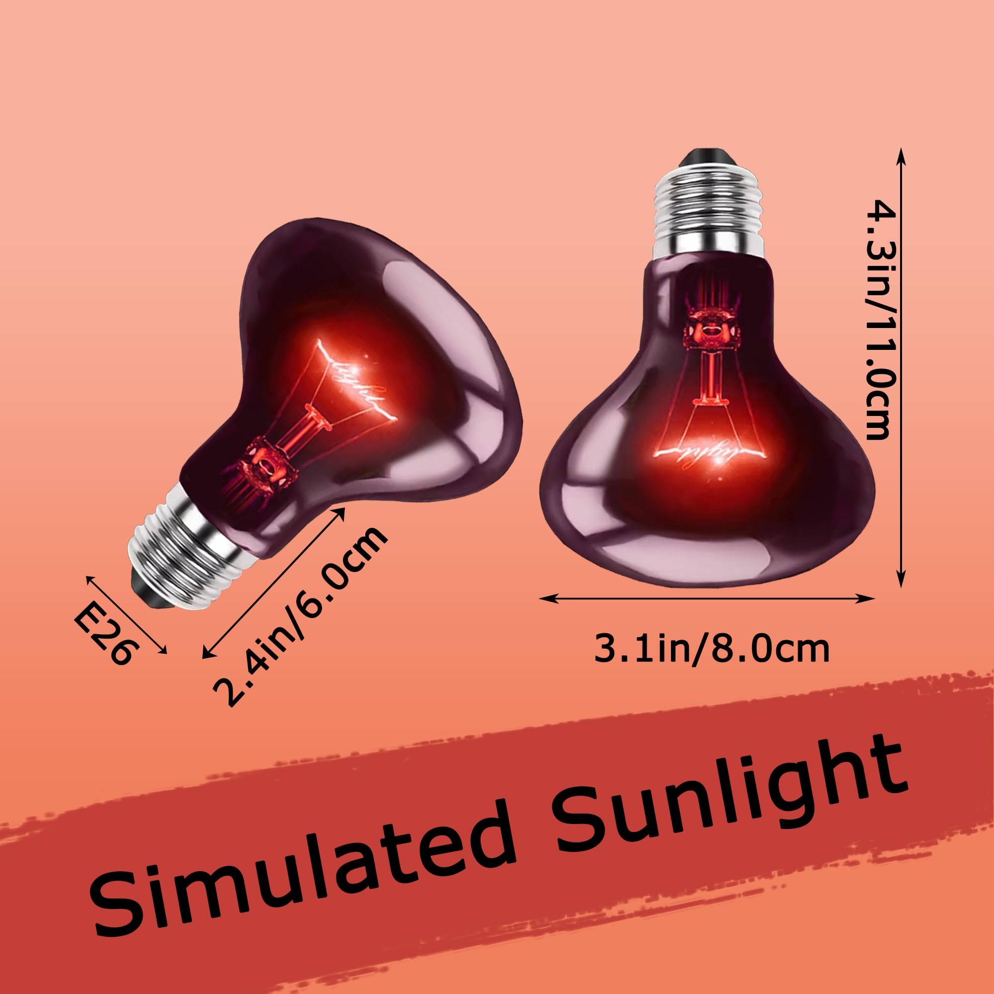Hartompet 60W Infrared Red Heat Lamp - Basking Spot Bulb For Reptiles, Bearded Dragons, Chameleons, Snakes & Lizards; Ideal Red