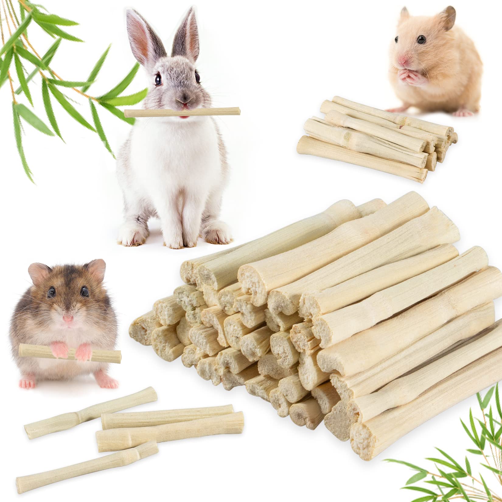 Sukh 240g Sweet Bamboo Chew-Sticks - Natural Rabbit Bamboo Sticks Small Animal Chew Toy Bunny Molar Treats Atural Teeth Grinding