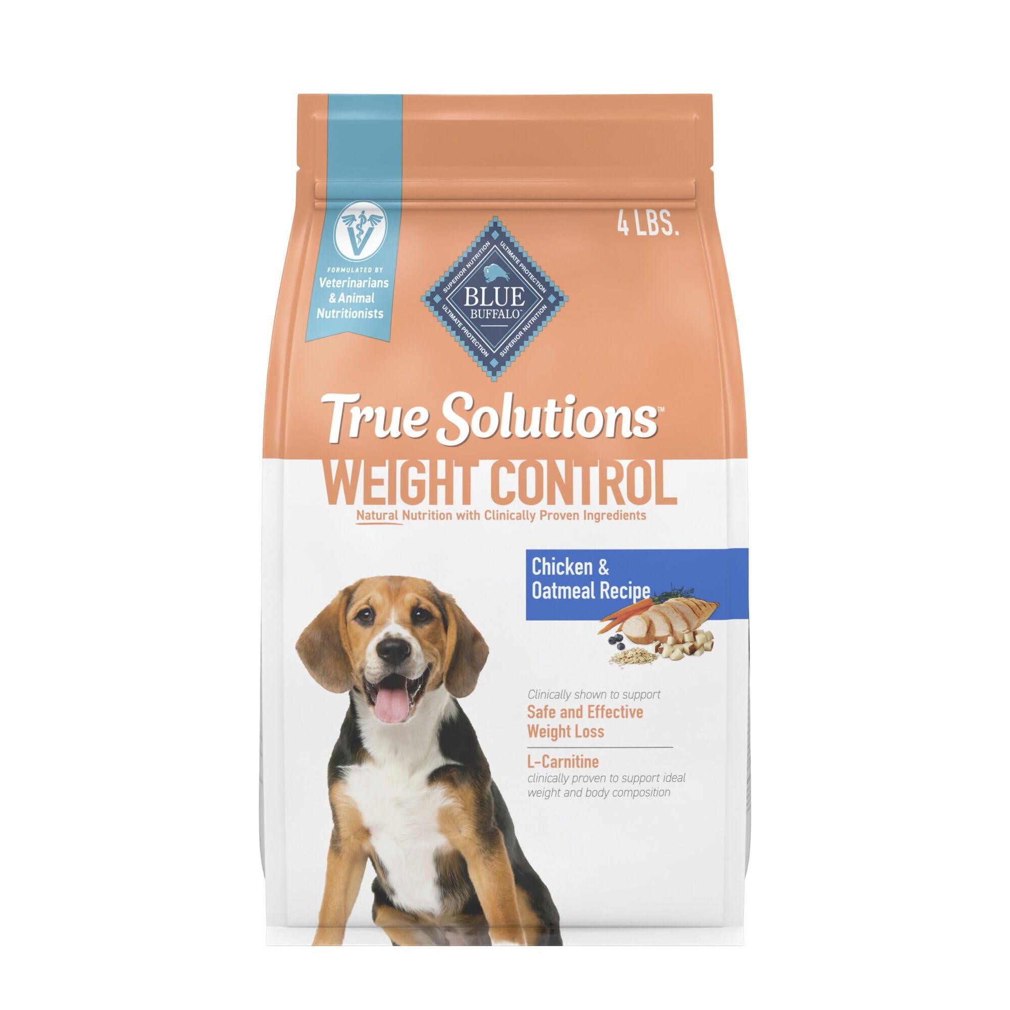 Blue Buffalo True Solutions Weight Control Natural Dry Dog Food for Adult Dogs, Chicken, 4-lb. Bag