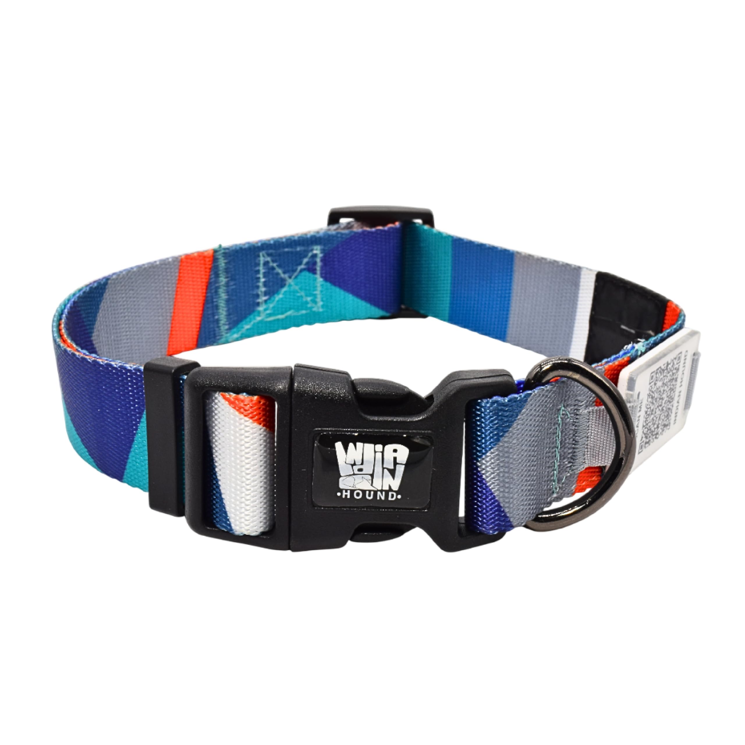 Plushmate X Indian Hound Nylon Dog Printed Collars | Personalized Qr Tag & Digital Pet Profile | Belt With Adjustable Length & Q