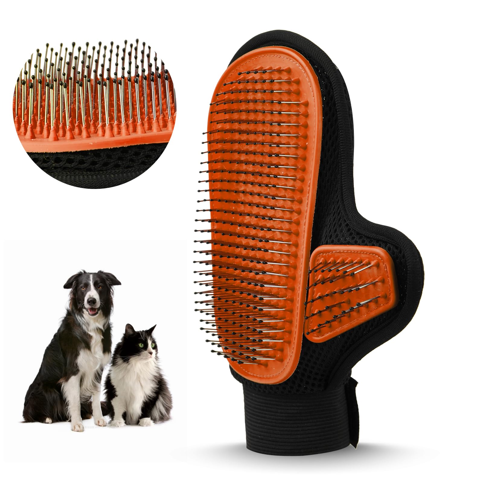 Beenefits 2024 Pet Grooming Glove with Tipped Pin Brush,Special Design Deshedding Glove, Massage Mitt, Perfect Petting Tool for 