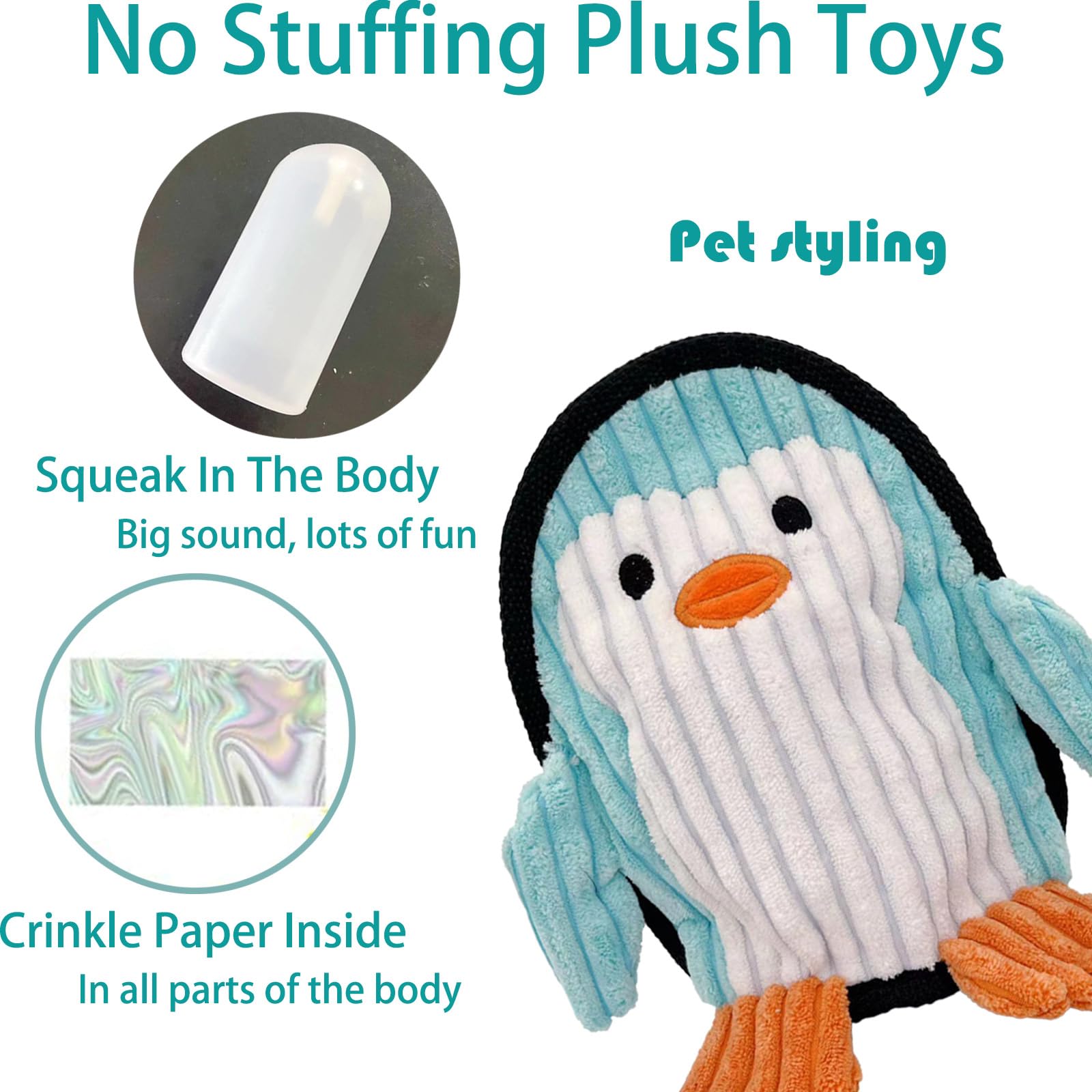 Aimeting Squeaky Dog Toys 3 Pack, Soft And Tough Dog Plushes, No Stuffed Toy Sets, Durable Pet Chew Toys For Small, Medium And L