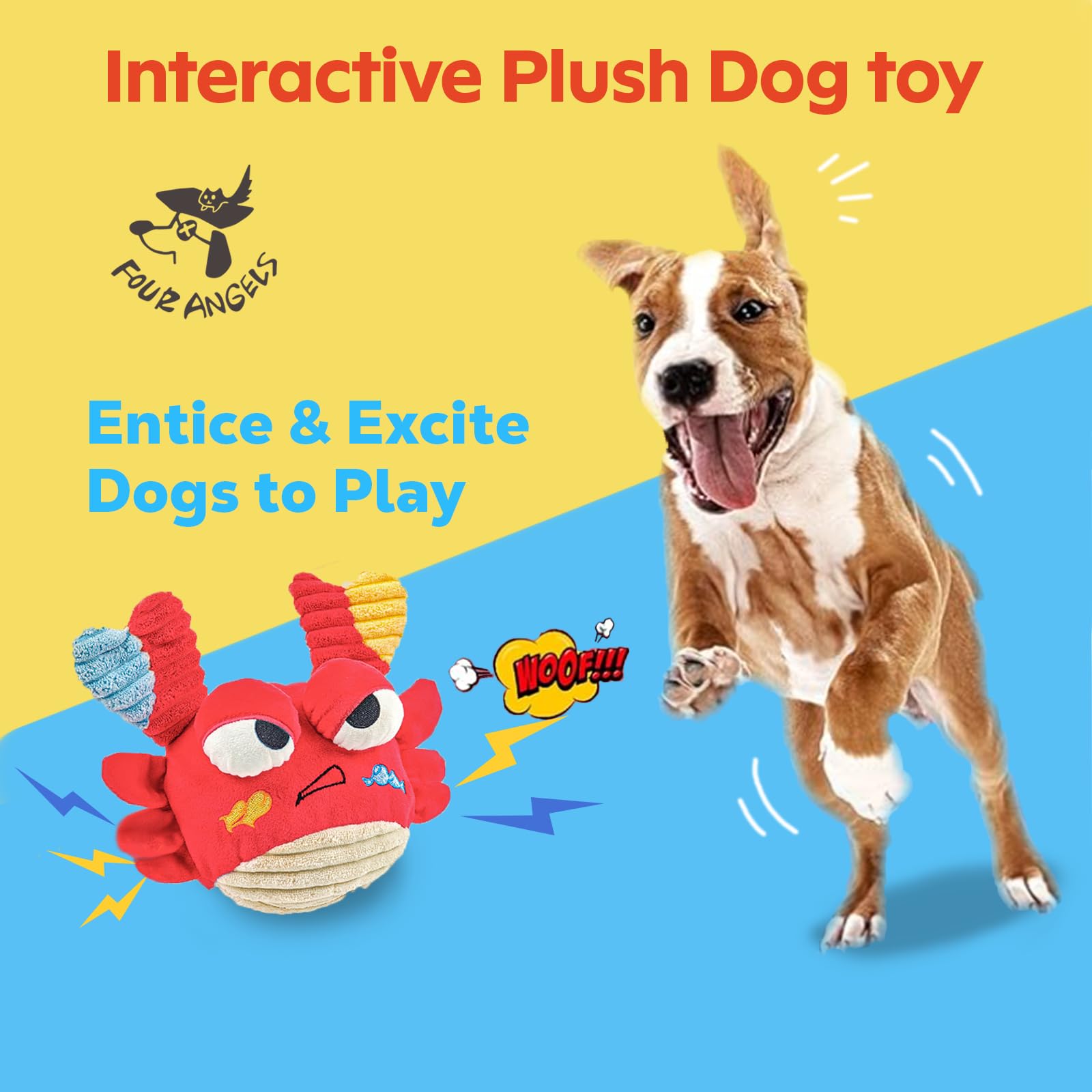 Interactive Dog Toys - Bouncing Crab With Music And Recording, Moving Ball For Small/Medium/Large Puppy To Keep Them Busy For Bo