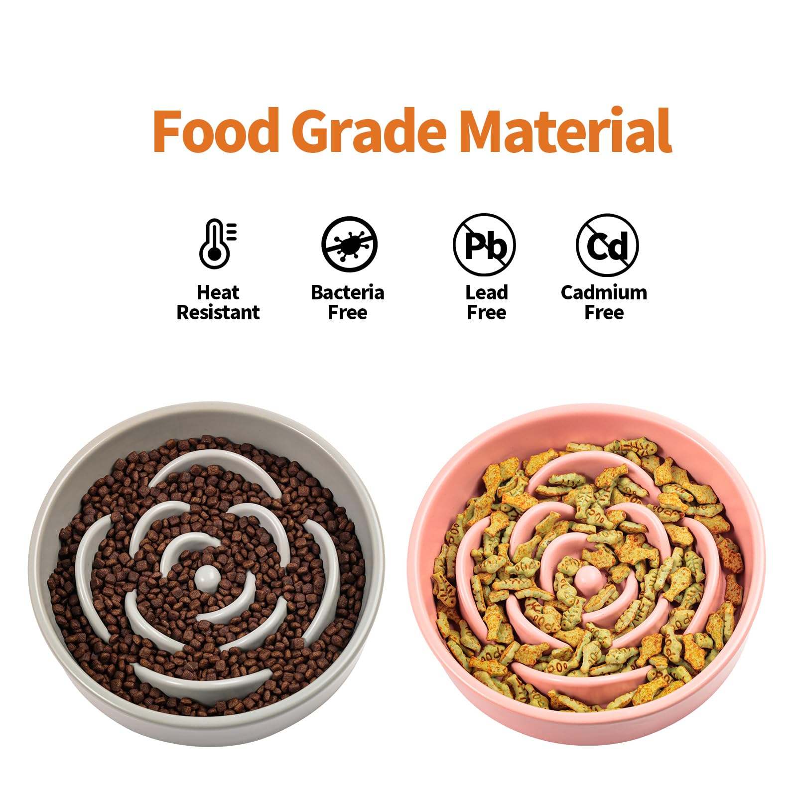 Pink Ceramic Dog Bowl Slow Feeder for Medium and Large Breed,1.5 Cup 8.26 in Slow Feeding Bowl,Puzzle Dog Food Bowl for Fast Eat
