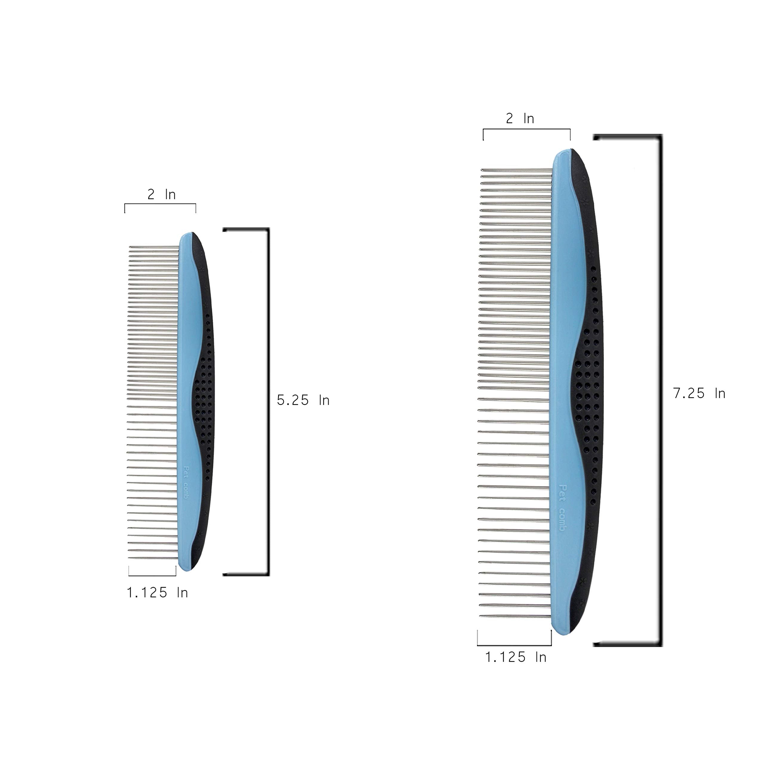 Lovinpup Dog Comb Set For Grooming, 2 Pack, Pet Grooming Comb With Stainless Steel Teeth, Comfort Grip Handle, Dog Grooming Supplies, Large Pet Comb And Small Pet Comb Included