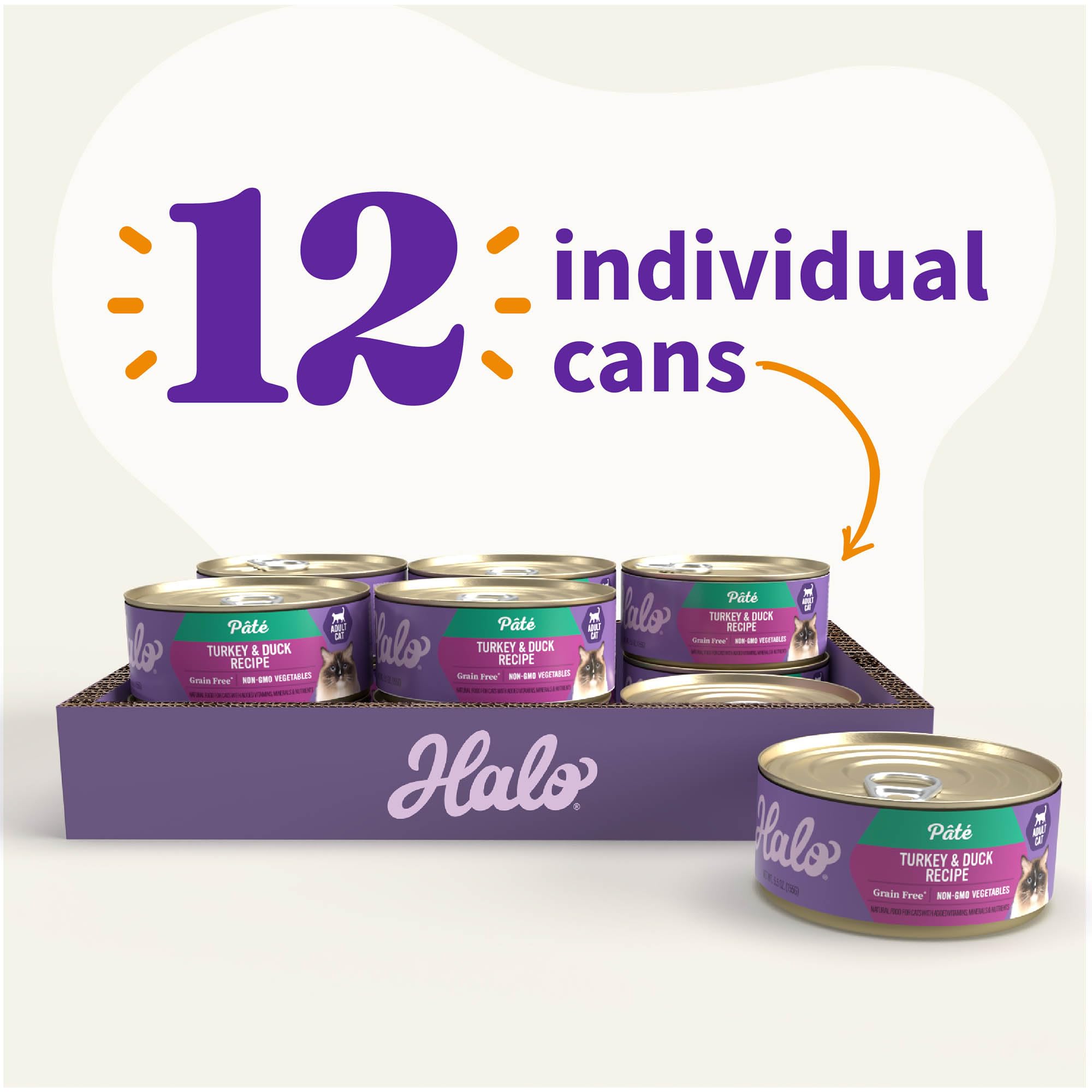 Halo Spots Pate Grain Free Turkey and Duck Food, 8.25 lb./5.5 oz.