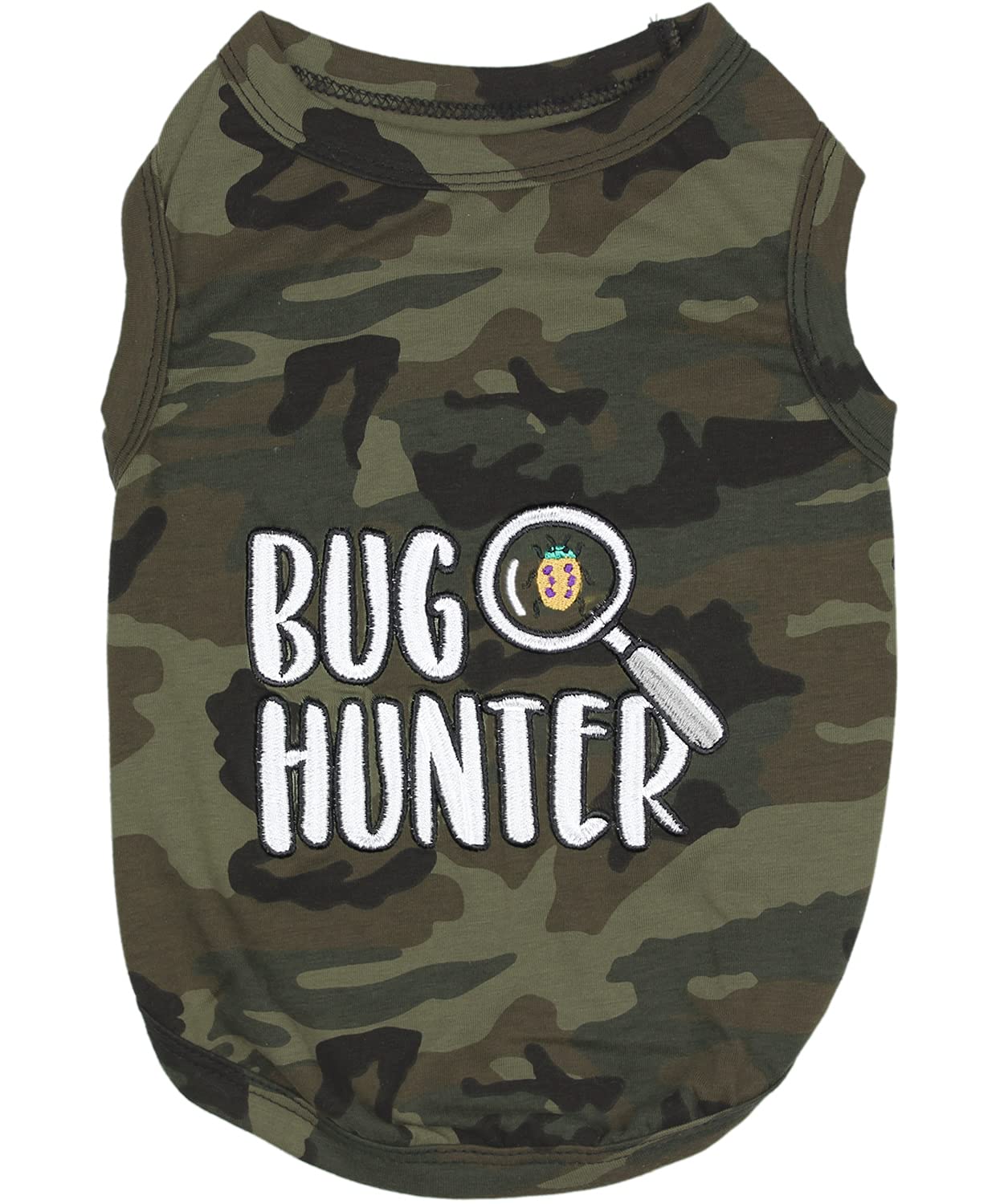 Parisian Pet Dog T-Shirt - Embroidered 'Bug Hunter' Tee Shirt - Lightweight Cotton, Dog Shirts - Sleeveless Pet Vest - Machine Washable Dog Clothes For Medium-Sized Dogs