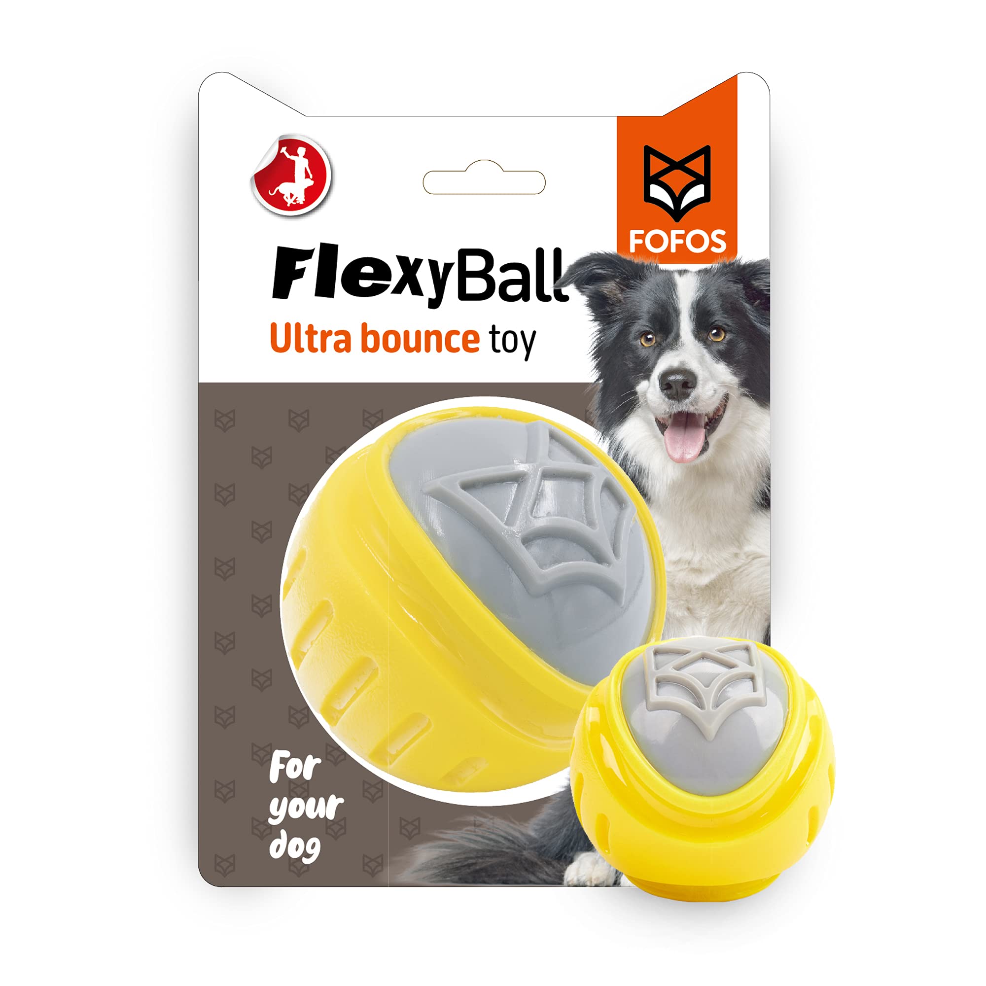 BarkButler x FOFOS Flexy Ball Ultra Bounce Dog Chew Toy  Squeaky Toys for Dogs, Dog Toys for Large Dogs (2030kgs)  Yellow