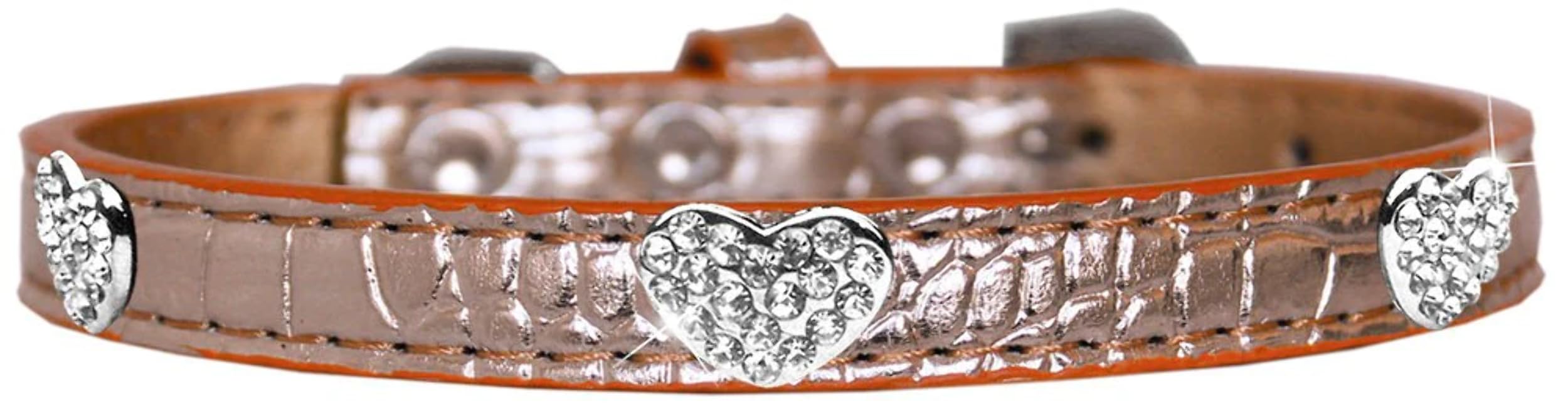 Dog, Puppy & Pet Designer Croc Collar, Crystal Heart Turquoise 10