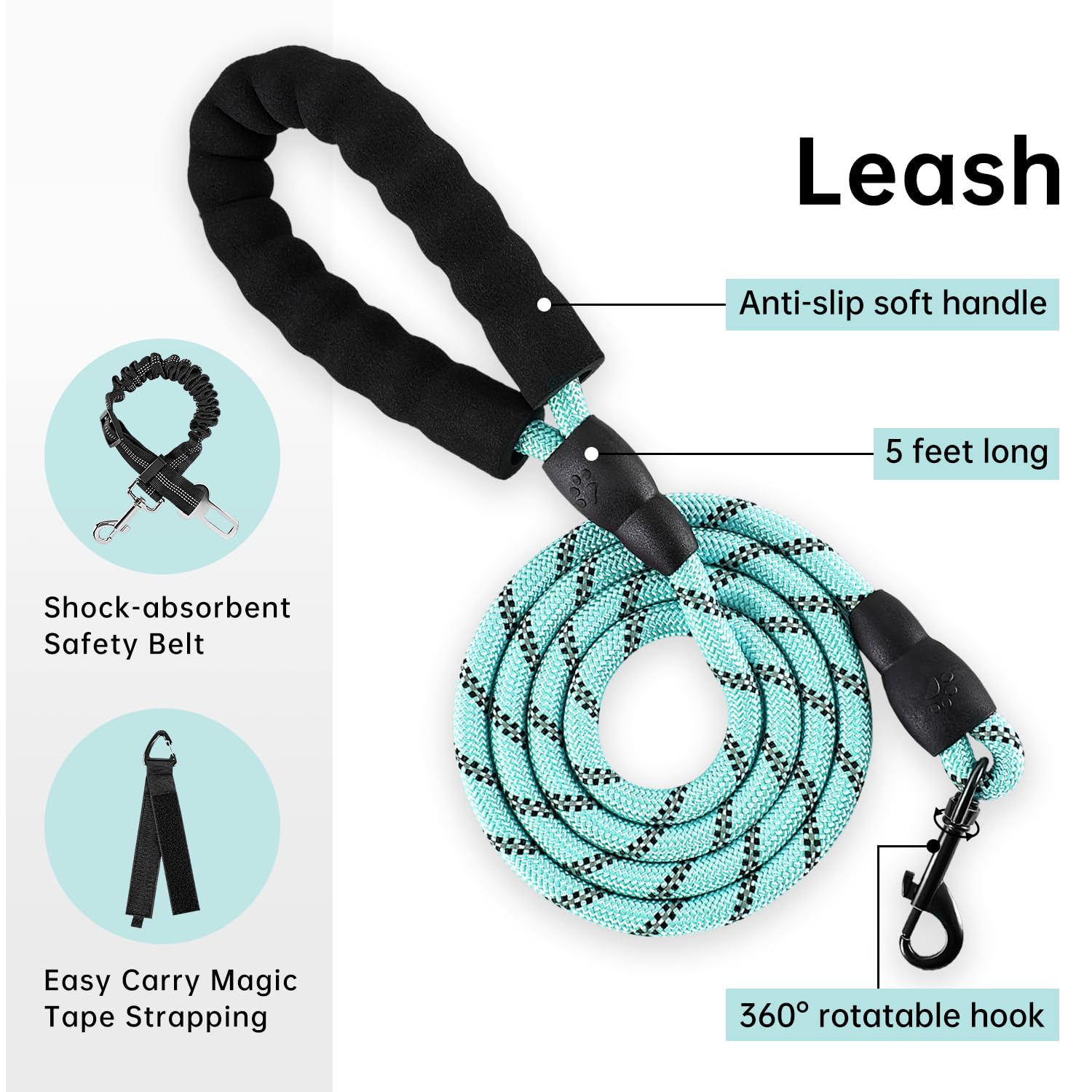 Ivy&Lane No Pull Dog Harness With Leash Set, Reflective No Choke Pet Vest,Adjustable Oxford Dog Vest Harness With Easy Control H