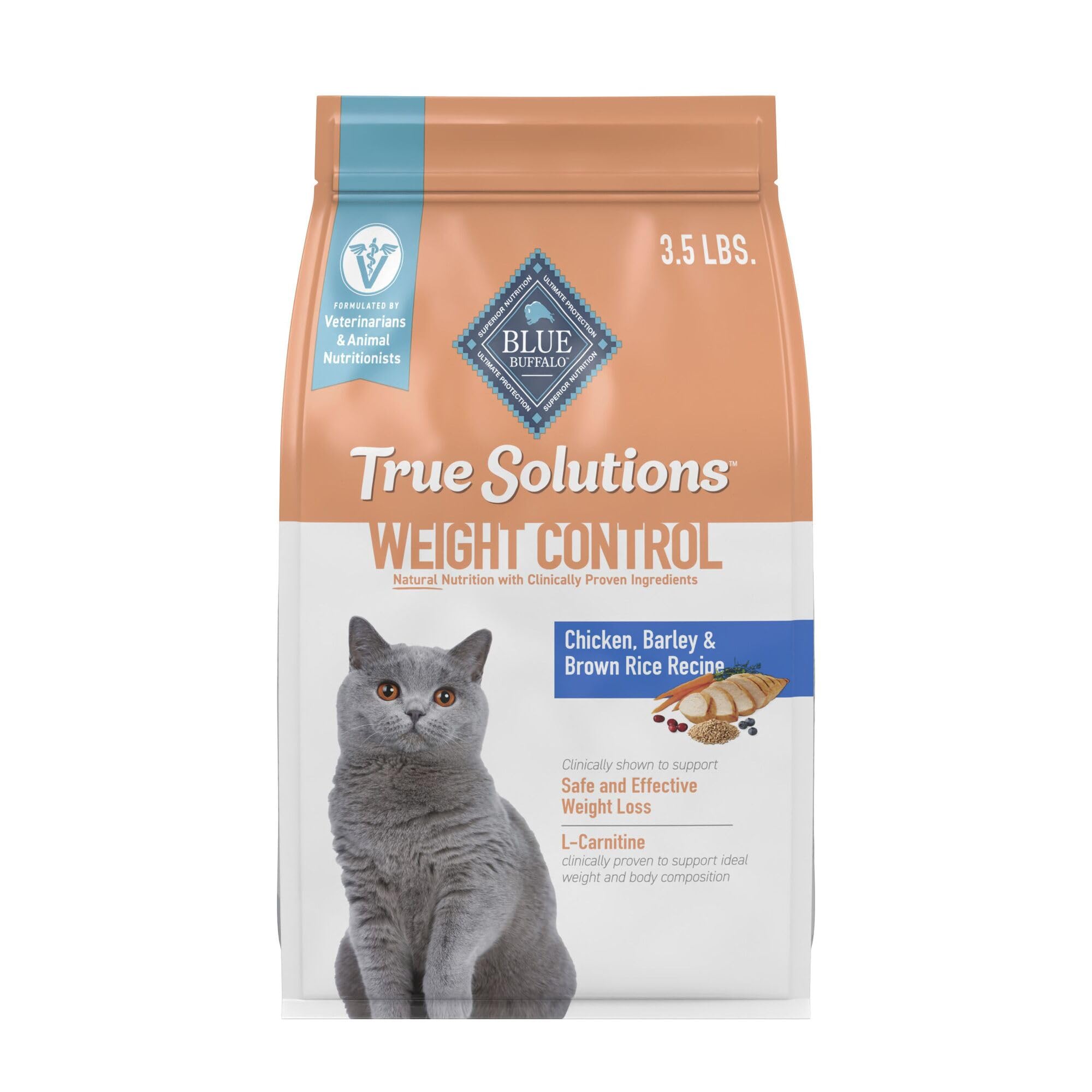 Blue Buffalo True Solutions Weight Control Natural Dry Cat Food for Adult Cats, Chicken, 3.5-lb. Bag