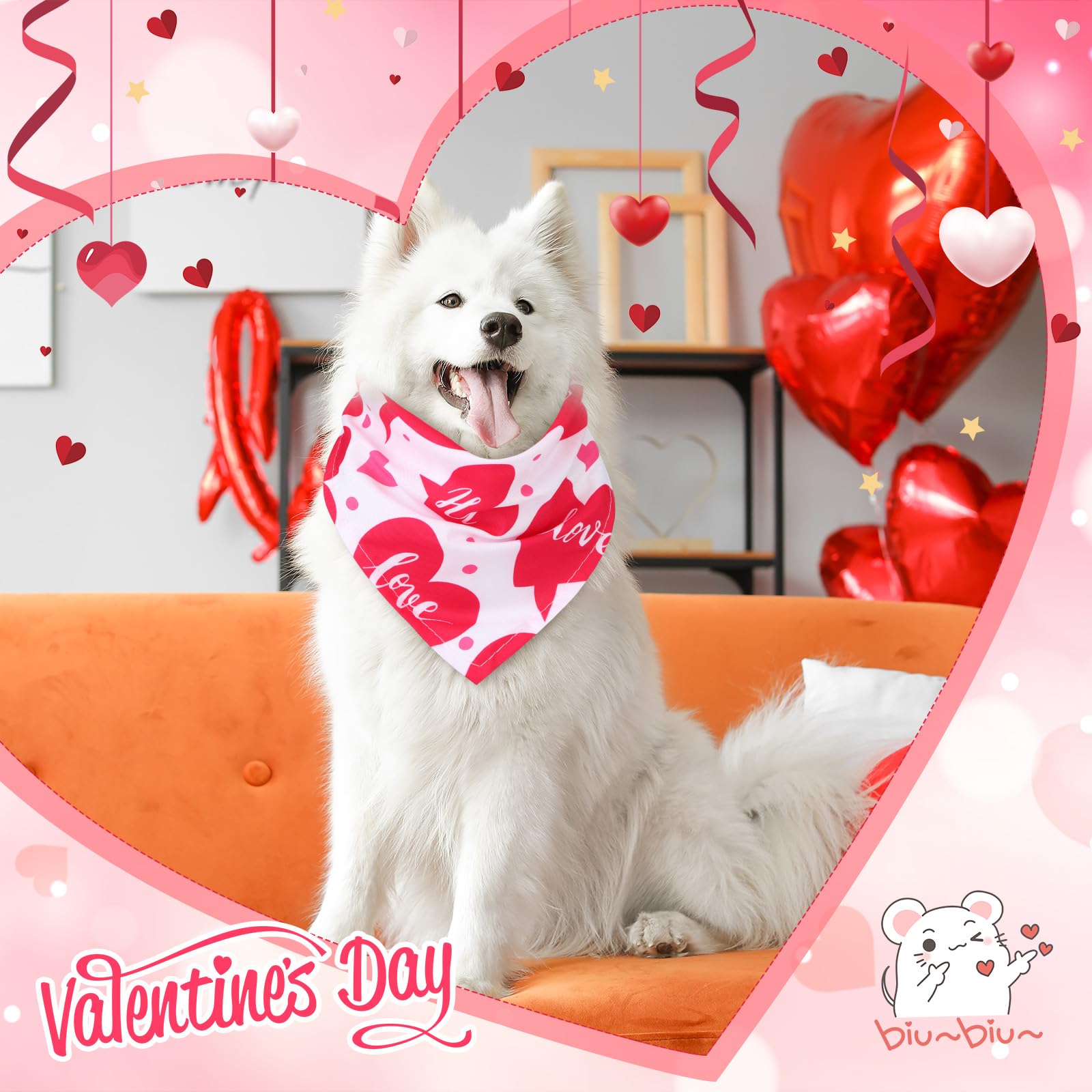 Kigeli 50 Pcs Valentines Dog Bandanas Bulk Heart Bandanas Bibs Triangle Dog Scarf Puppy Kerchief Set With Heart Patterns For Val