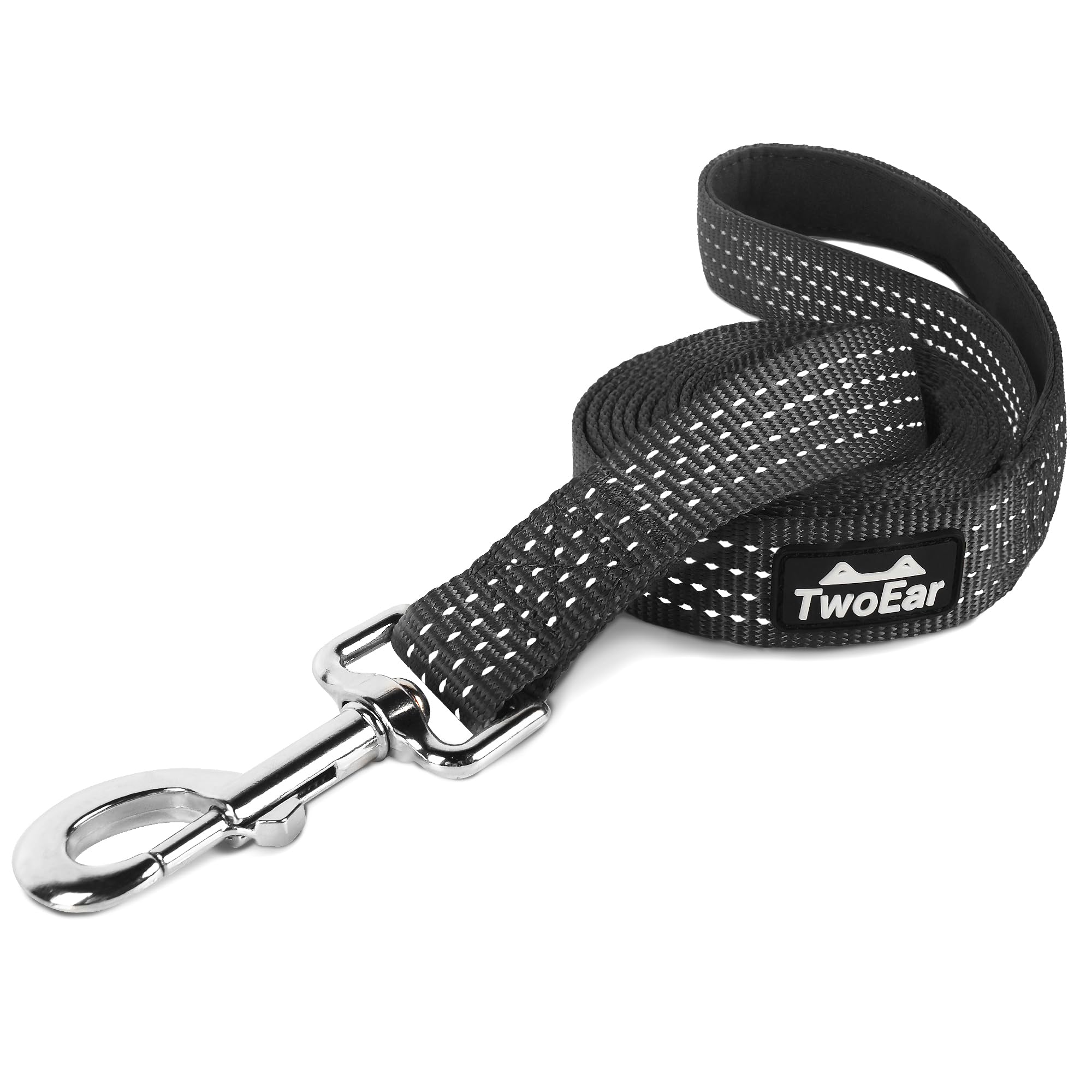 Twoear 6Ft Dog Leash Reflective, Comfortable Soft Padded Handle, Heavy Duty Dog Leash Nylon Dog Walking Leash For Small, Medium And Large Dogs,Black
