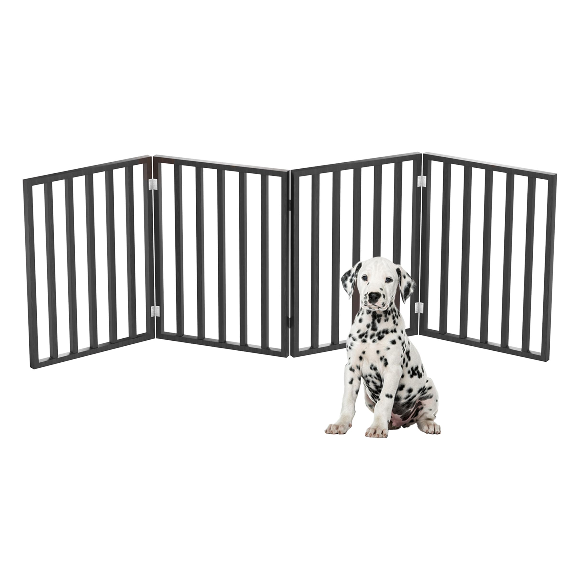 Indoor Pet Gate - 4-Panel Folding Dog Gate For Stairs Or Doorways - 72X24-Inch Freestanding Pet Fence For Cats And Dogs By Petmaker (Black)