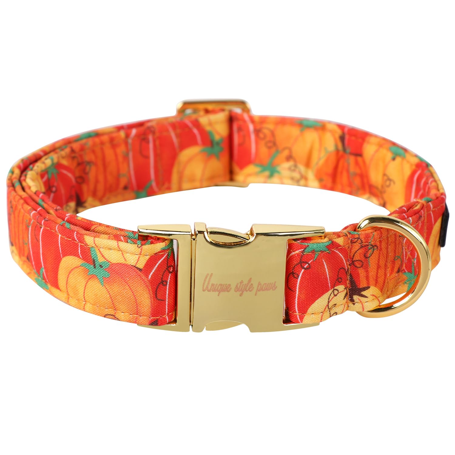 Unique Style Paws Halloween Dog Collar Metal Buckle Orange Pumpkin Collar Gift Durable Cute Collar For Small Medium Large Boys Girls Dogs