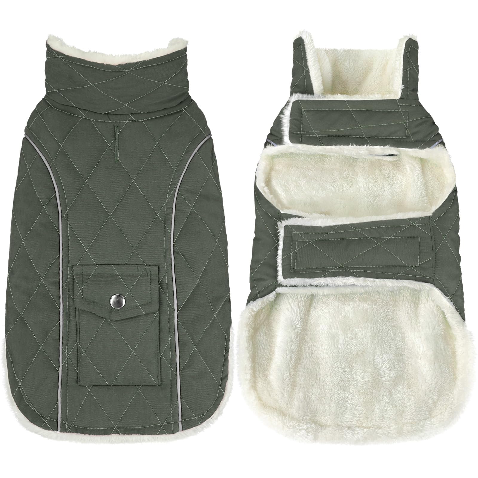 Malier Winter Coat - Windproof Dog Coats With Pocket, Extra Warm Fleece Jacket, Reflective Clothes For Small To Large Dogs And P