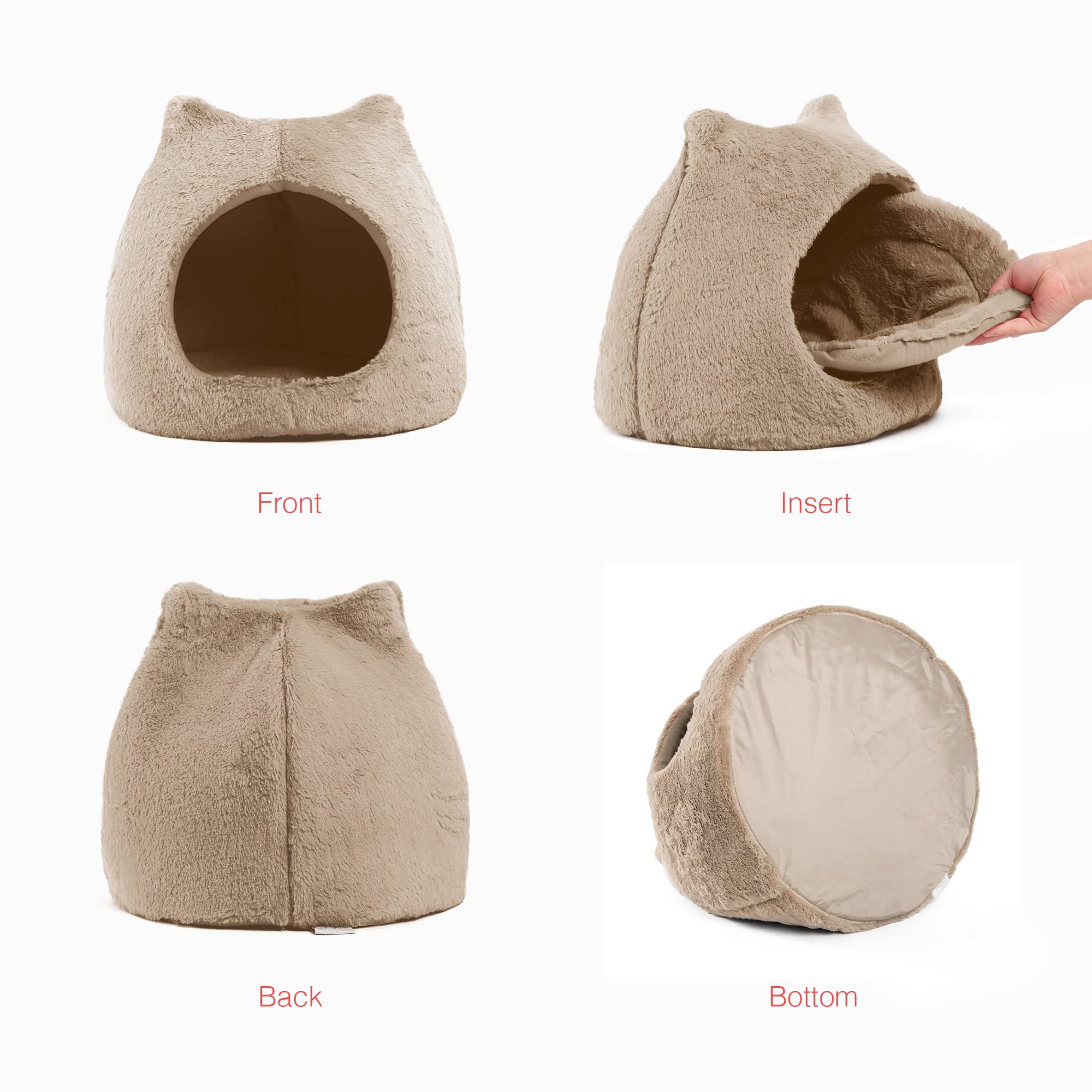 Best Friends by Sheri Meow Hut Cat & Dog Bed, Wheat, Small, 16.9"L x 16.9"W x 16.5"Th, Polyester, Model 466