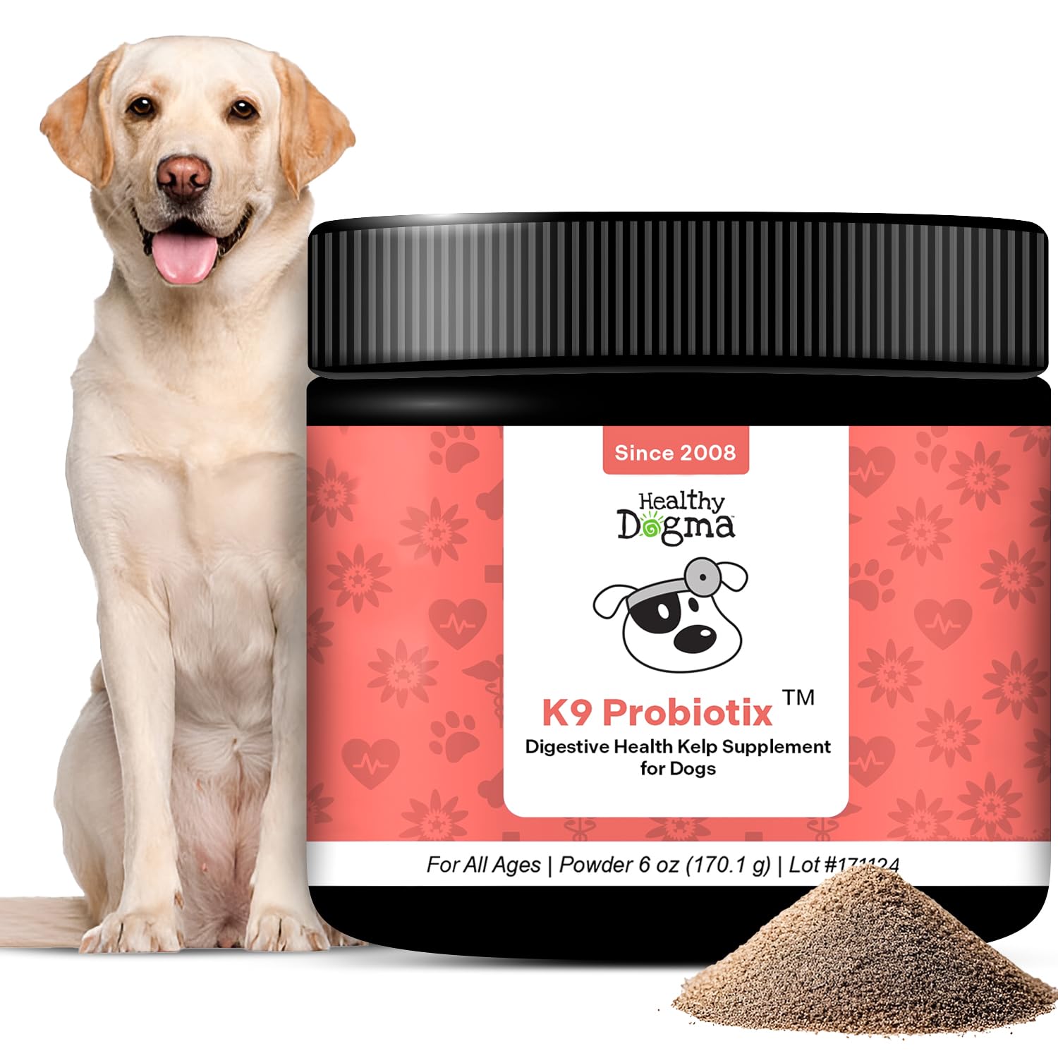 Healthy Dogma - K9 Probiotics for Dogs - Powder Probiotic for Dogs Gut Health for Maintaining a Balanced Intestinal Flora (6 Oz)