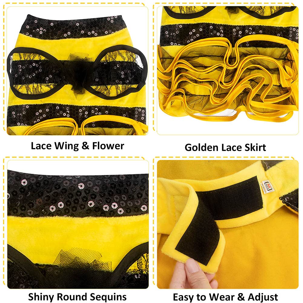 Dog Bee Costume Halloween Costumes For Dogs, Halloween Bee Dog Costume Pet Bumblebee Dress Costume, Dog Bumblebee Costume Funny