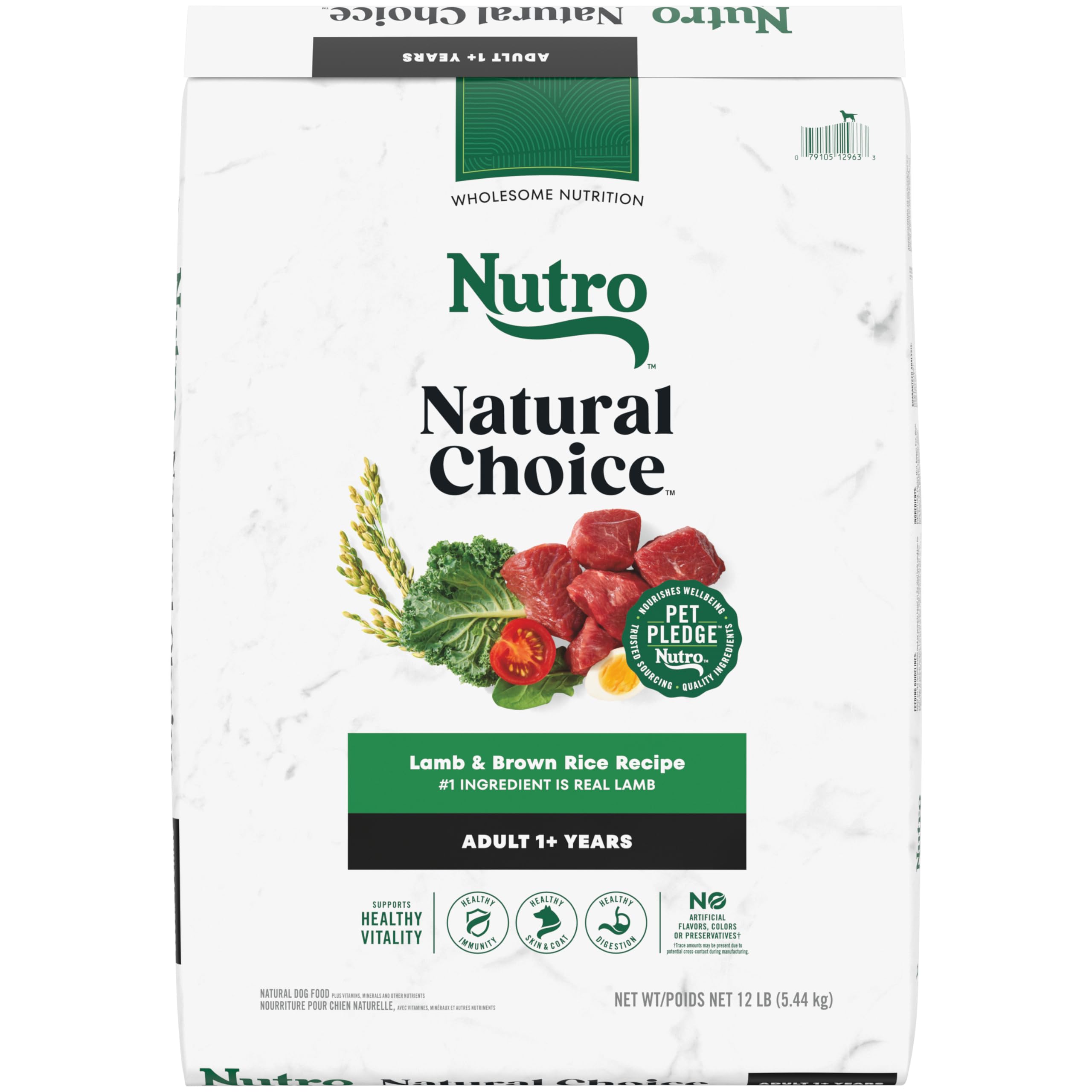 Nutro Core Dry Dog Natural Choice Adult Dry Dog Food, Lamb & Brown Rice Recipe Dog Kibble, 12 lb. Bag