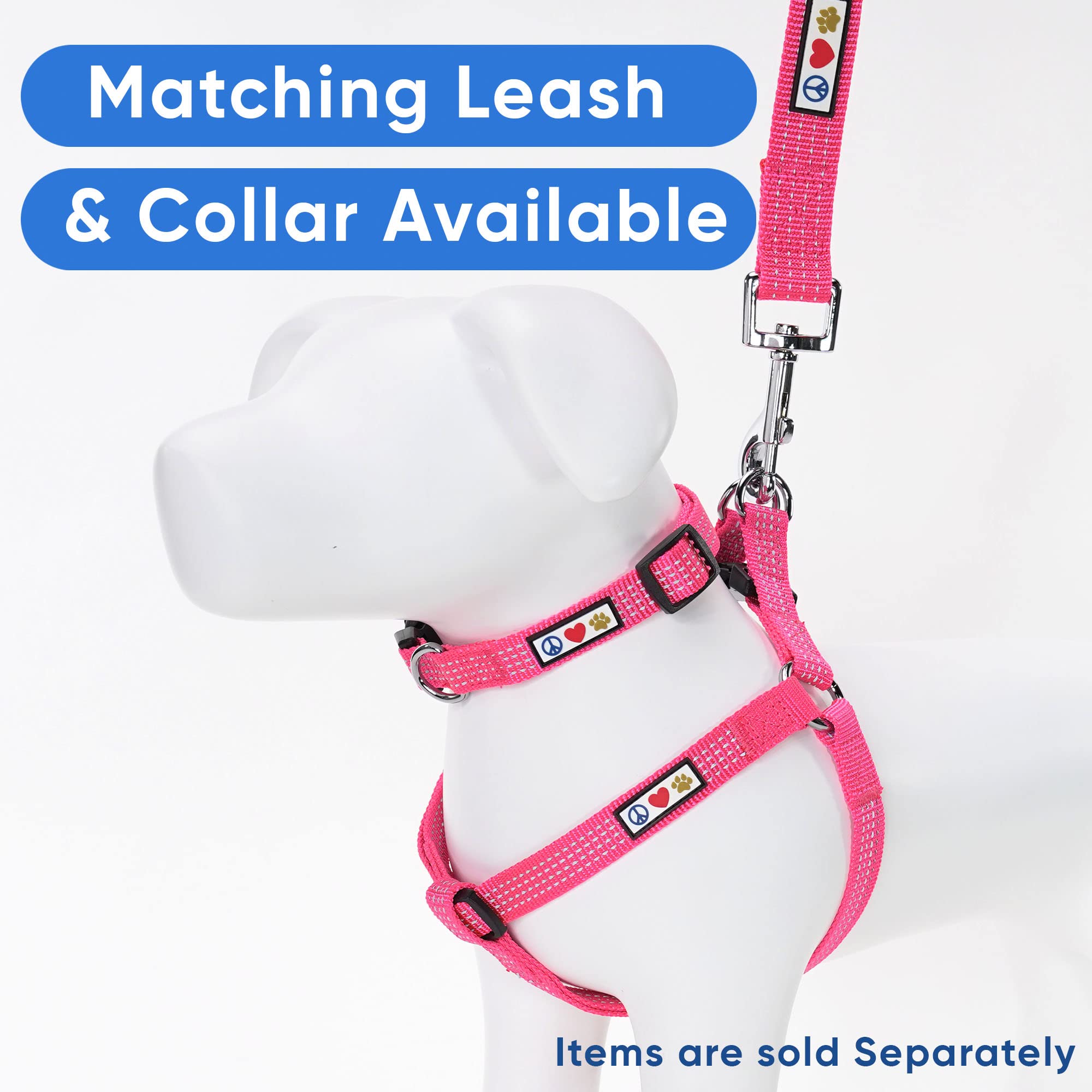 Pawtitas Dog Harness For Large Dogs - Pink Step-In Adjustable Reflective Vest For Senior Dogs And Puppies - Size S