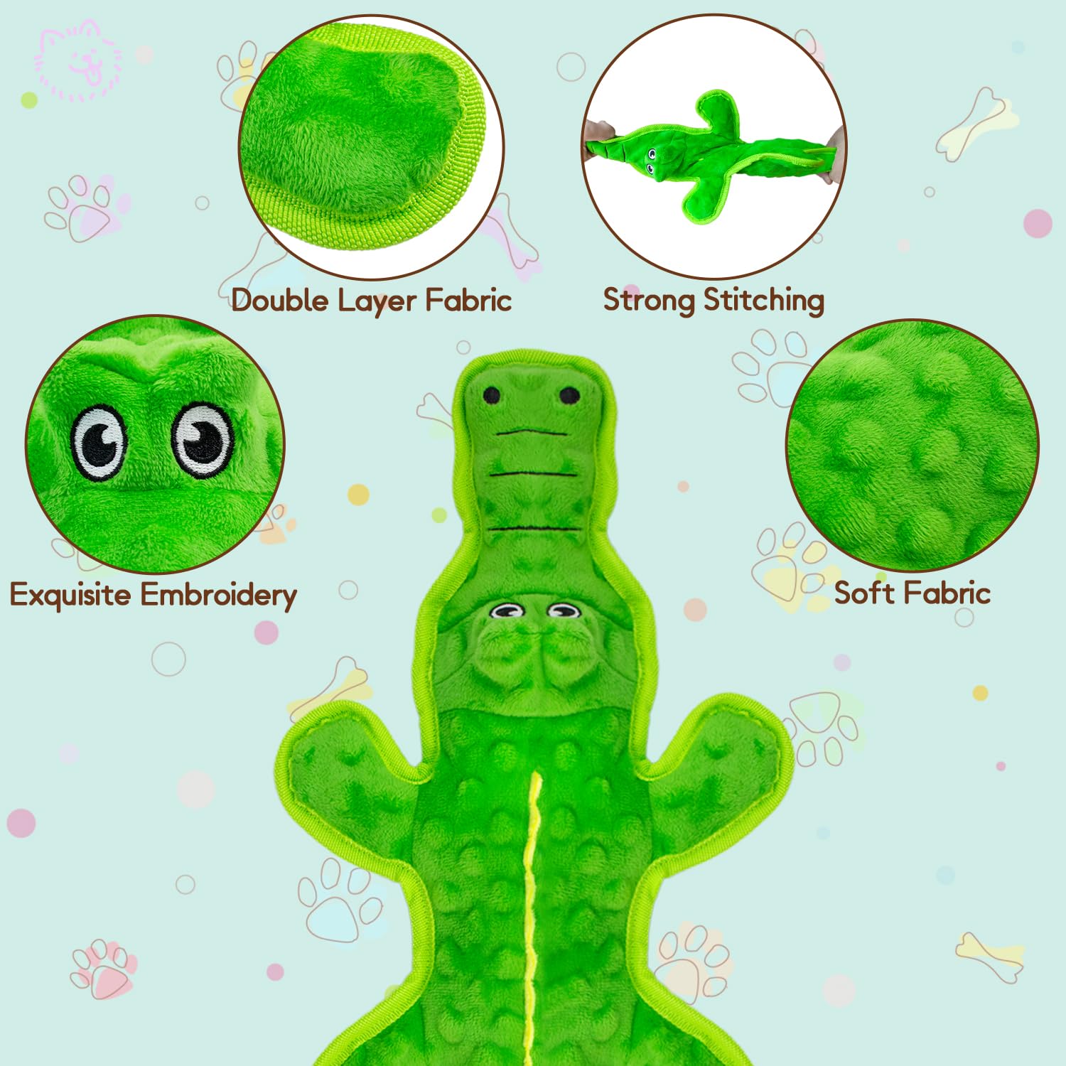 Maoooob No Stuffing Dog Squeak Toys- Chew Toys For Small Medium Large Breed- Durable Puppy Teething Interactive To Keep Them Bus