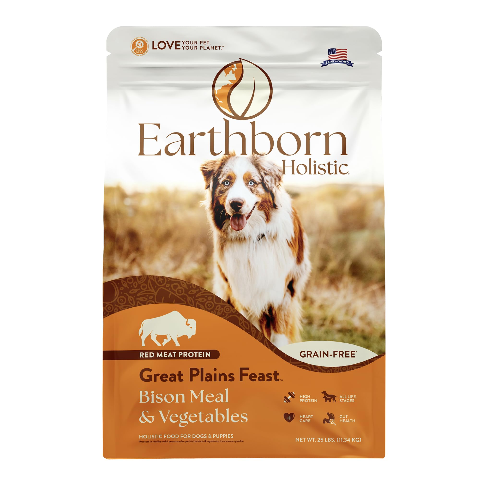 Earthborn Holistic Great Plains Feast Bison Meal & Vegetables Grain-Free Dry Dog Food 25 lb