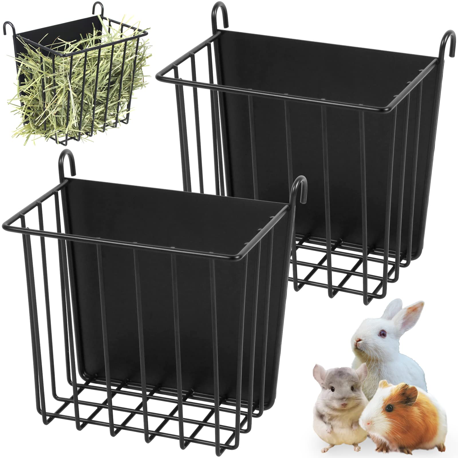 2PCS Rabbit Hay Rack with Heavy-Duty Metal Frame Rabbit Hay Holder for Cage - Guinea Pig Hay Feeder Bunny Hay Feeder,for Rabbits