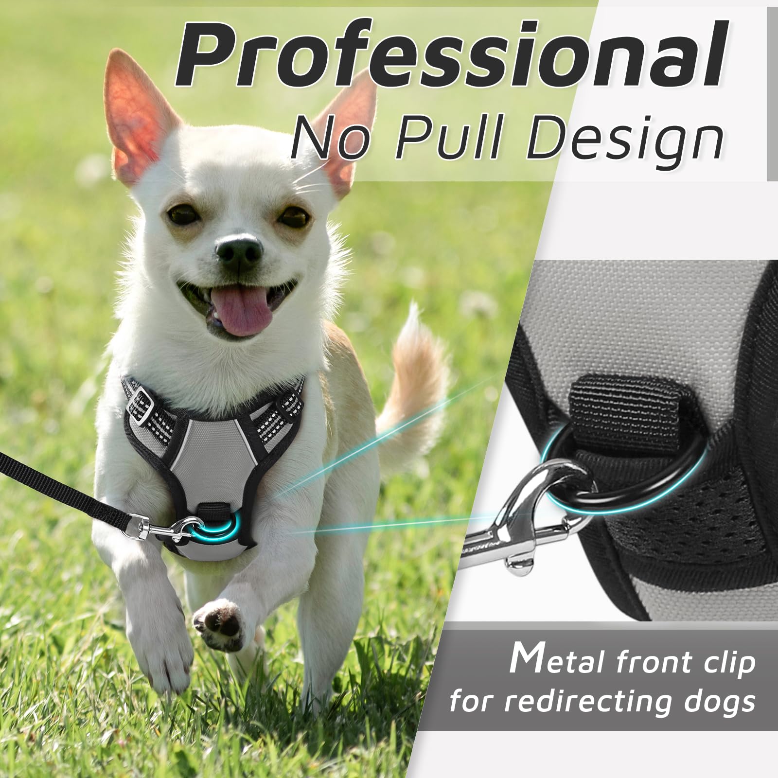 Eagloo Small Dog Harness No Pull, Service Vest With Reflective Strips And Control Handle, Adjustable And Comfortable For Easy Wa