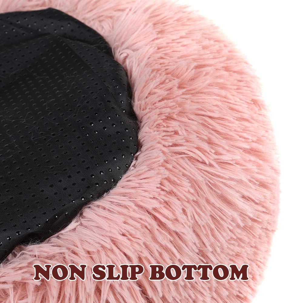 Otoez Kitten Puppy Bed Small Round Dog Cat Beds Anti Anxiety Plush Pet Calming Donut Bed With Non-Slip Waterproof Bottom, Washab