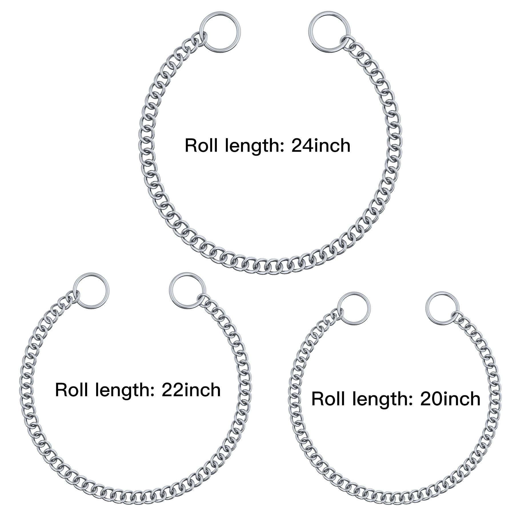 Pets Vv 3 Pack Dog Collar Chain, Stainless Steel Training Collar For Dogs