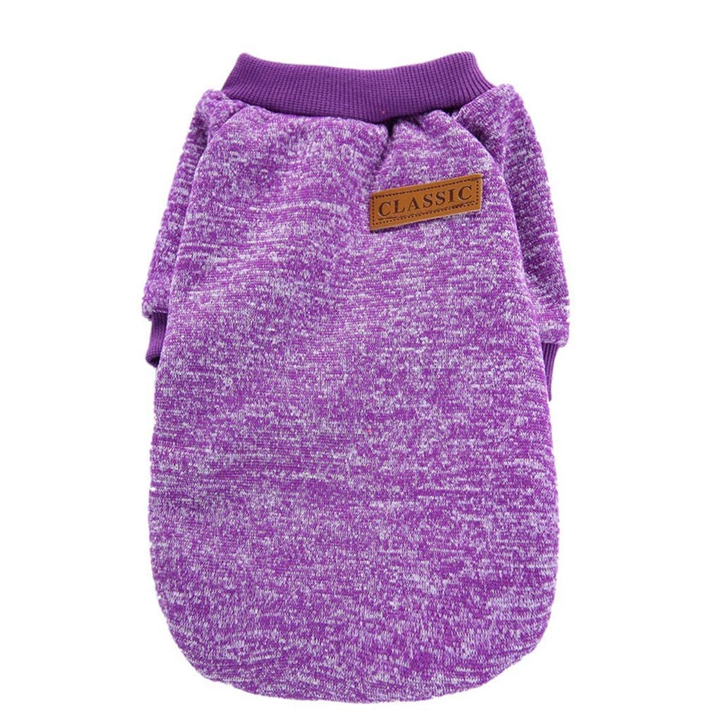 Jecikelon Pet Dog Clothes Dog Sweater Soft Thickening Warm Pup Dogs Shirt Winter Puppy Sweater For Dogs (Purple, Xs)