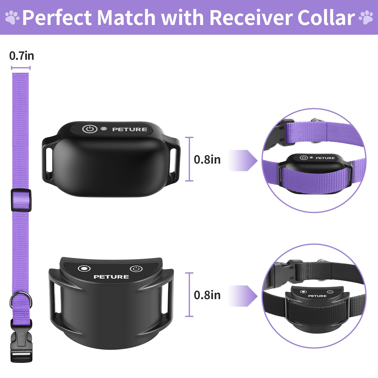 Peture Replacement Collar For Shock Collar, Stylish & Comfortable Nylon Dog Collar With Quick Release Buckle, Compatible With Pe