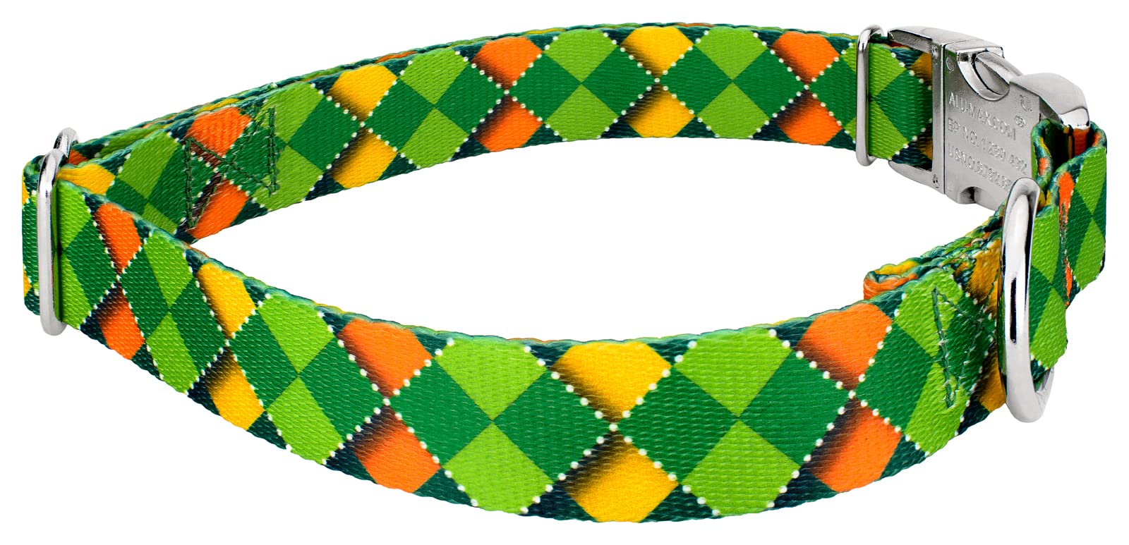 Country Brook Petz - Premium Limerick Argyle Dog Collar And Leash - Irish Pride Collection Featuring Lucky Designs (1 Inch, Medi
