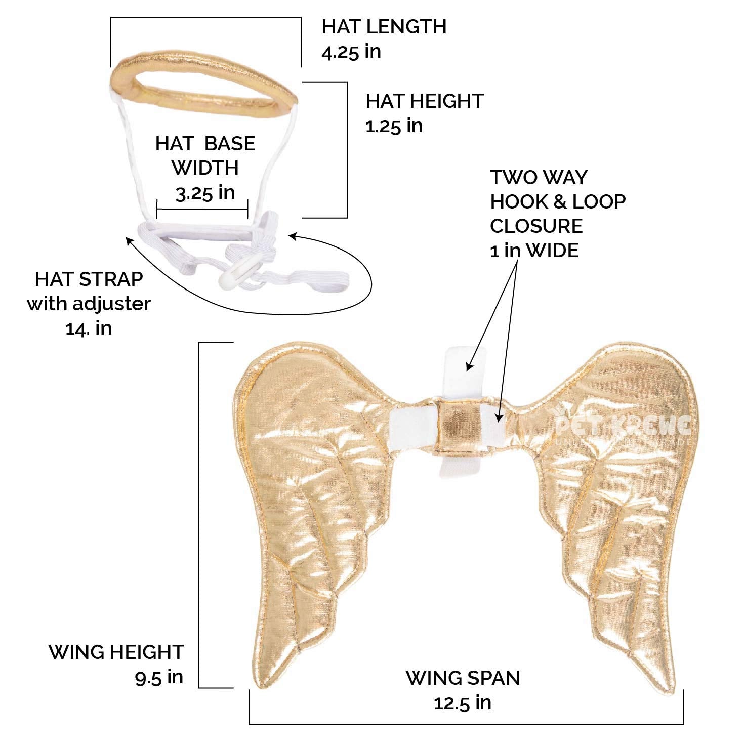 Pet Krewe Angel Dog Costume Wings & Cat Angel Costume Wings - Harness Attachment, One Size Fits All - Perfect For Halloween, Christmas Holiday, Parties, Photoshoots, Gifts For Dog & Cat Lovers