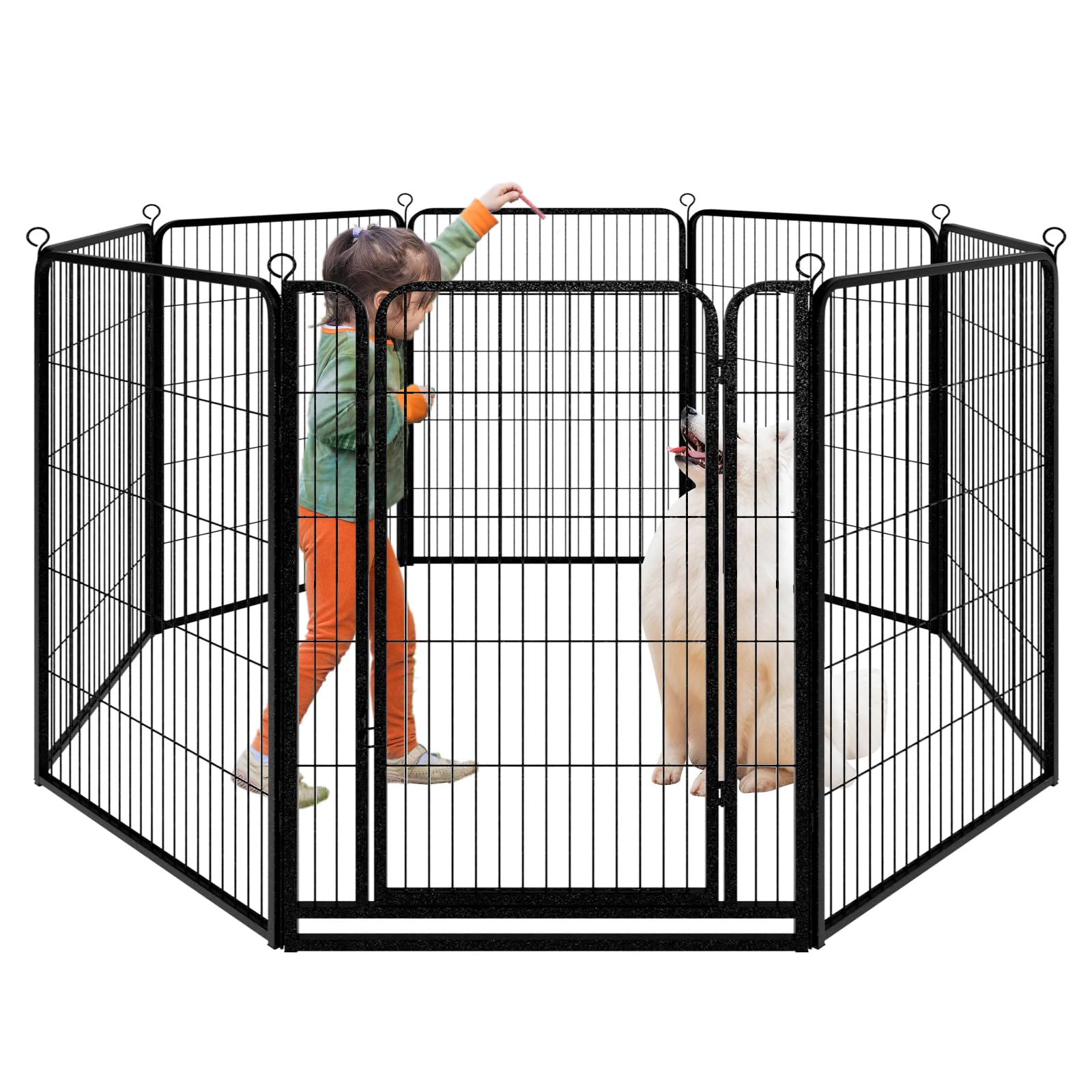 Kfvigoho Dog Playpen Outdoor Extra Wide 8 Panels Heavy Duty Dog Fence 47'' Height Anti-Rust With Doors Portable For Rv Camping Y