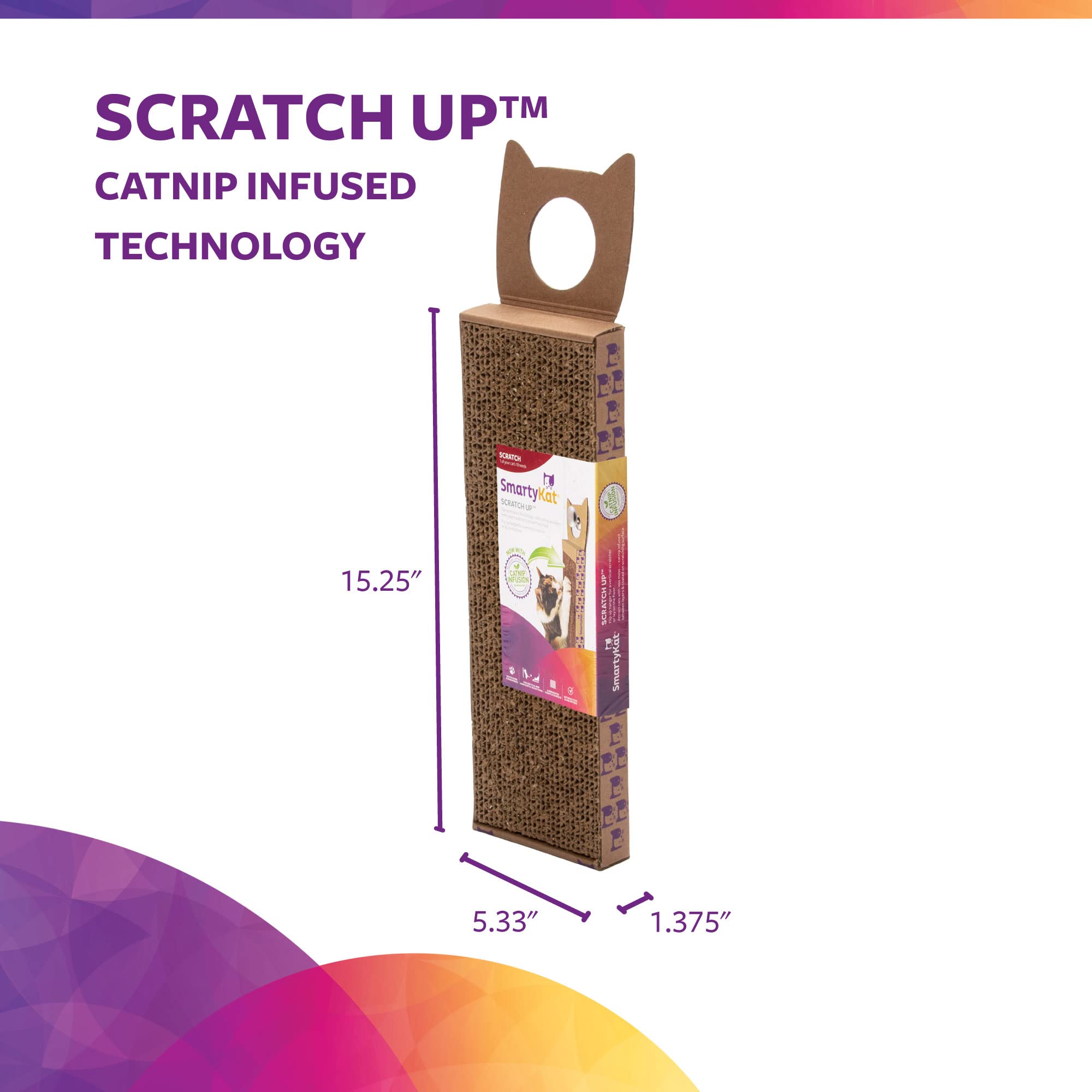 Smartykat Scratch Up Corrugated Hanging Cat Scratcher, Catnip Infusion Technology - Brown, Single Wide