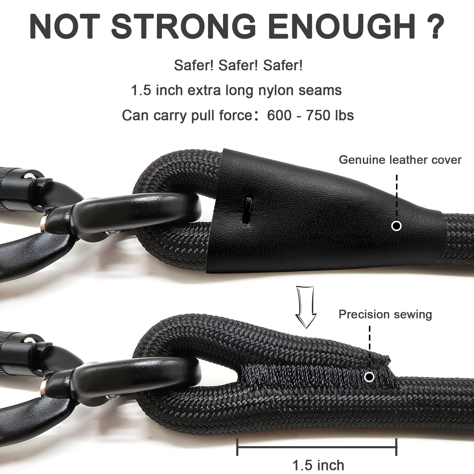 Morxil Rope Dog Leash With Two Handles, 6 Foot Heavy Duty Dog Leash With Aviation Aluminum Auto Locking Carabiner, Strong Nylon