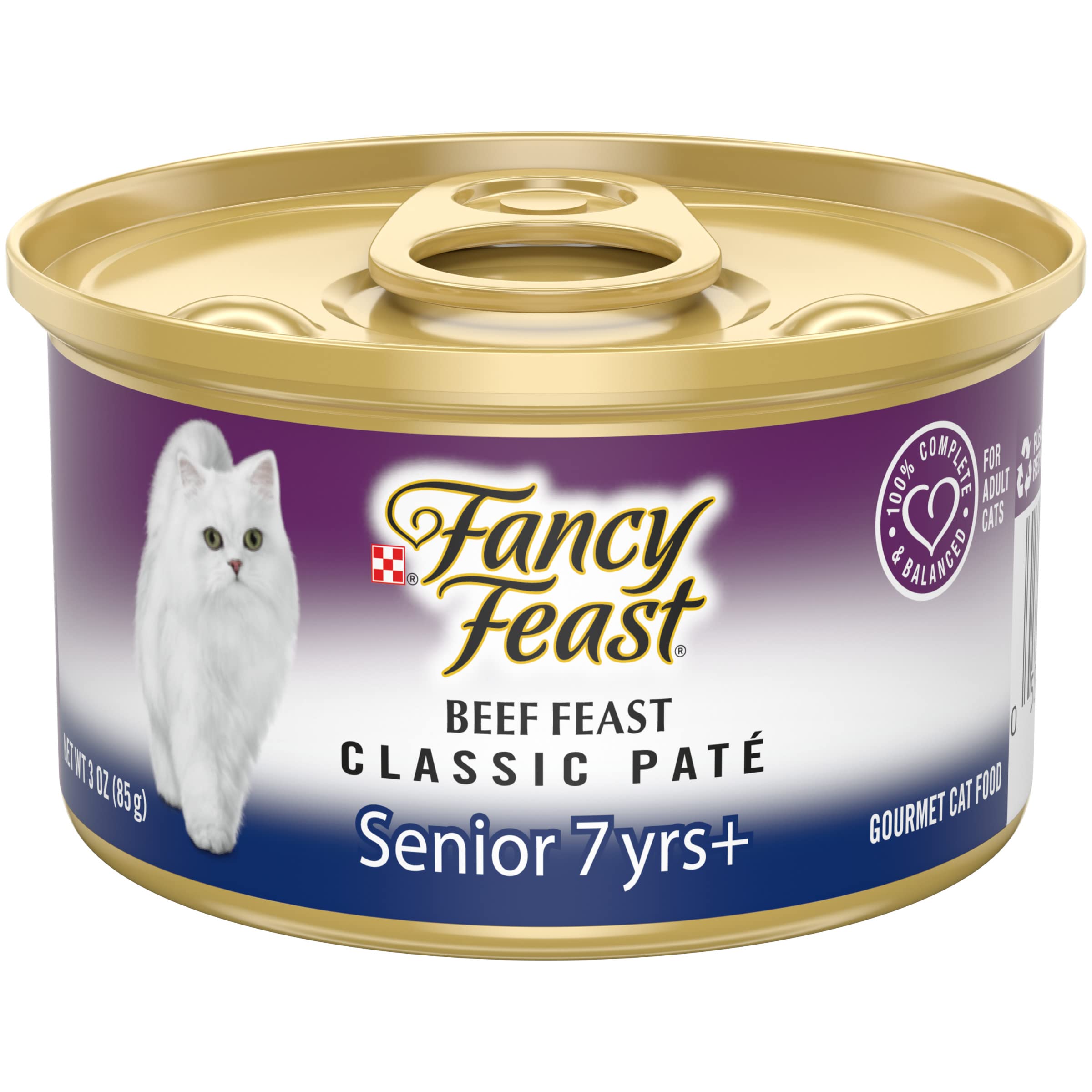 Purina Fancy Feast Senior Wet Cat Food 7 Years Plus Beef Feast Pate - (Pack of 24) 3 oz. Cans
