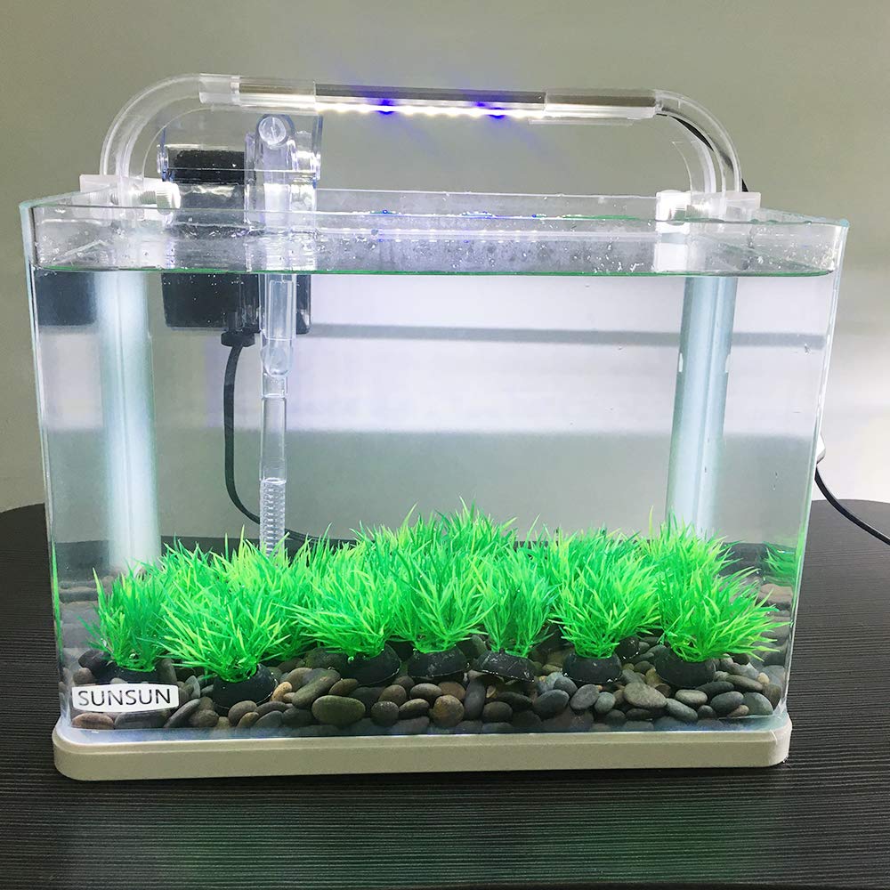 Smoothedo-Pets Aquarium Plants Fish Tank Decorations 20Pcs Small Size/1Inch Tall Plastic Artificial Plant Goldfish Waterscape Fish Hides Mini Grass Set (Green-C)