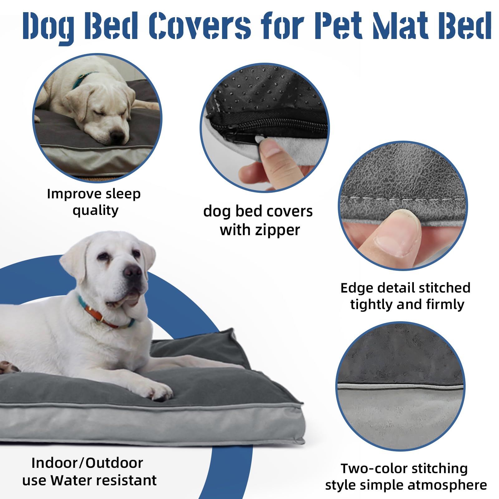 Lyund Dog Bed Cover, Comfortable And Quiet Dog Bed Covers For Pet Mat Bed,Washable Removable Cover,Faux Leather Pet Nest, 30'' L