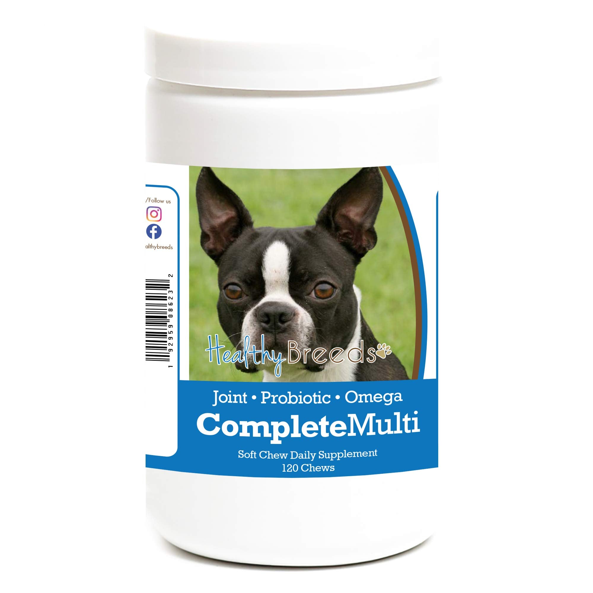 Healthy Breeds Boston Terrier All-in-One Multivitamin Soft Chew, 120 Count, Model 7202-bstr-001
