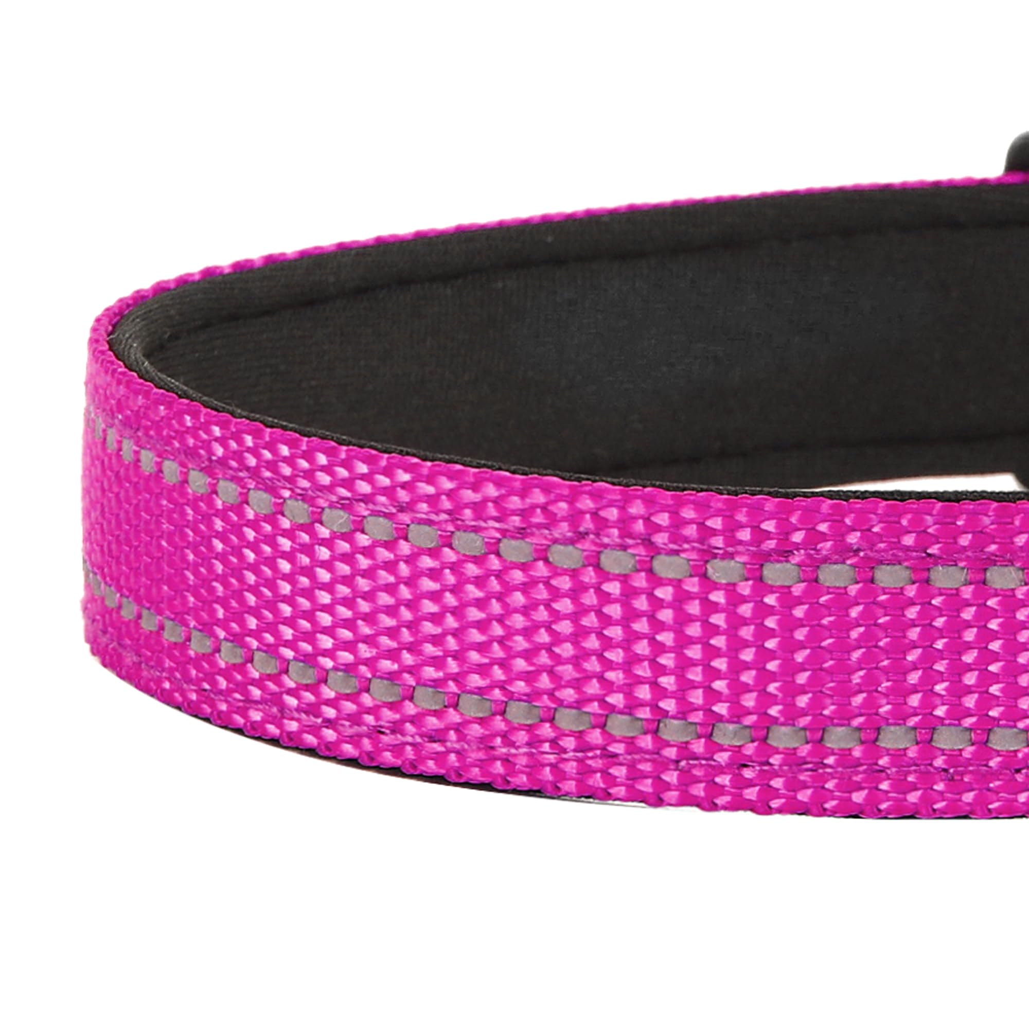 Pwod Reflective Dog Collar, Adjustable Soft Neoprene Padded Nylon Pet Collars With Buckle For Large Dogs, Rose Red,L
