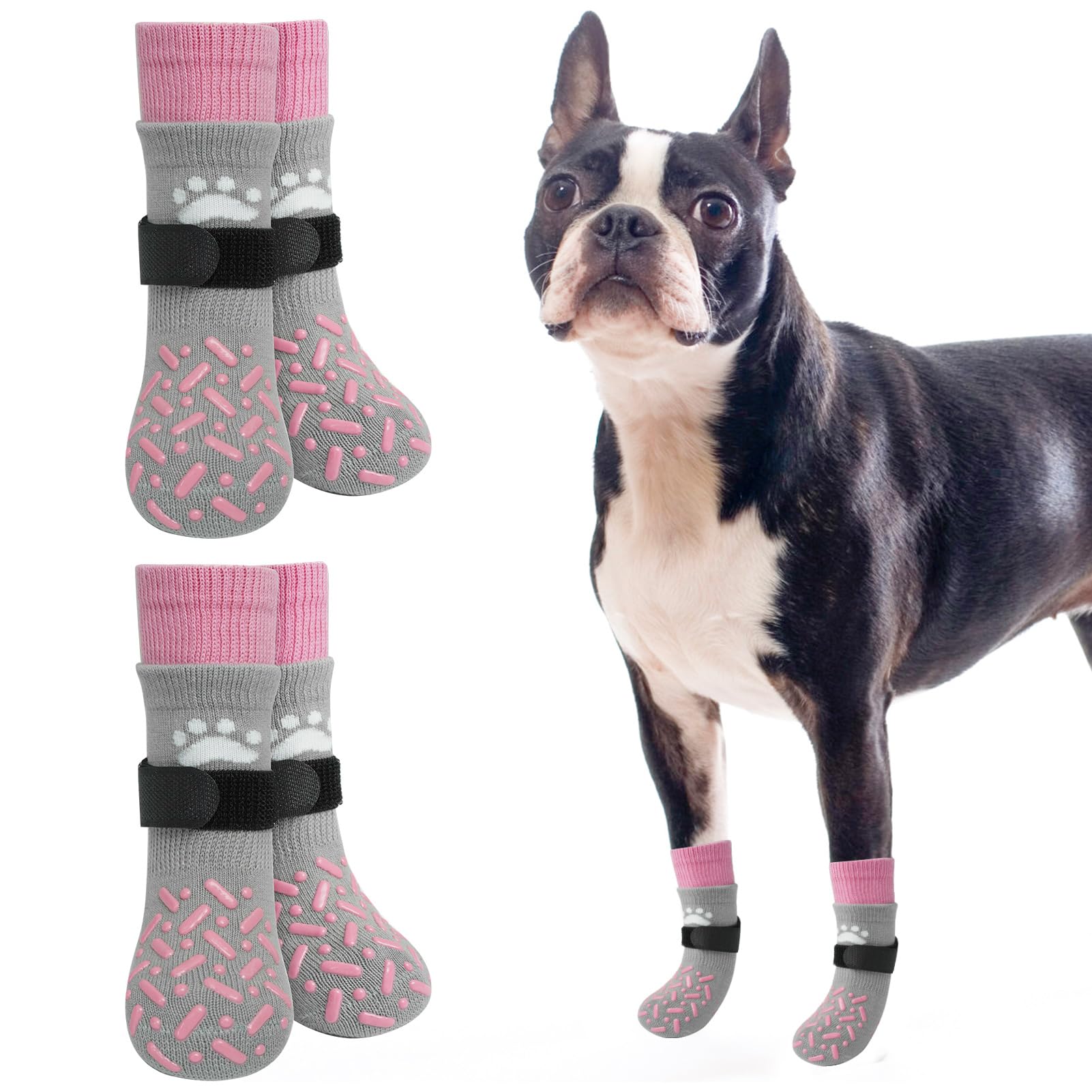 Scenereal Dog Socks To Prevent Licking Paws For Hardwood Floors, Anti Slip Long Dog Grip Socks For Cold/Hot Pavement, Dog Shoes 