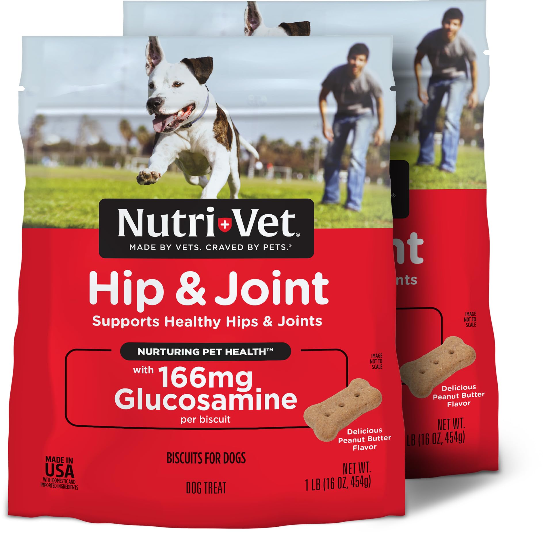 Nutri-Vet Hip & Joint Biscuits for Dogs - Tasty Dog Glucosamine Treat & Dog Joint Supplement - Small Sized Biscuit with 166mg Gl