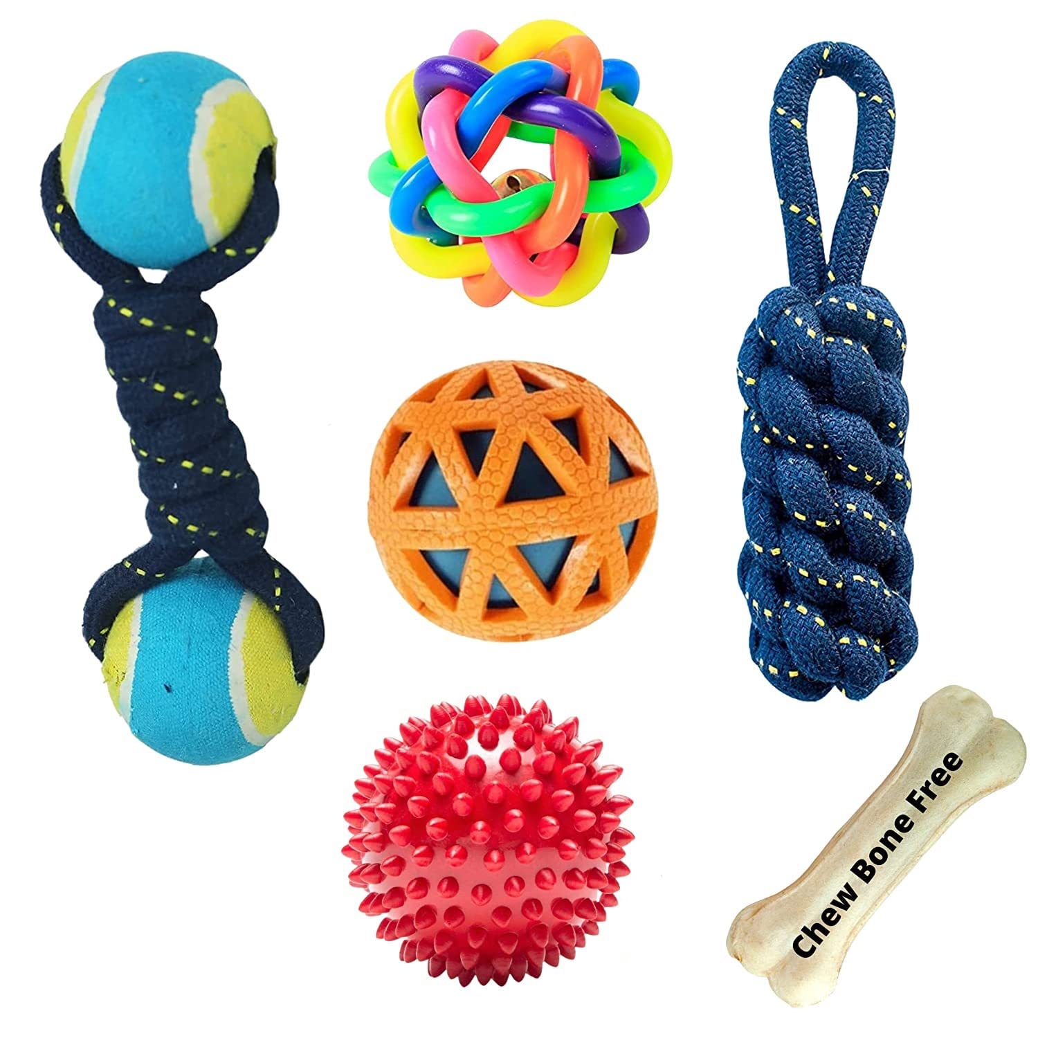 Psk Pet Mart Dog Rope Toys Poly Mix Chew Toys, Combo Pack (Color May Vary)