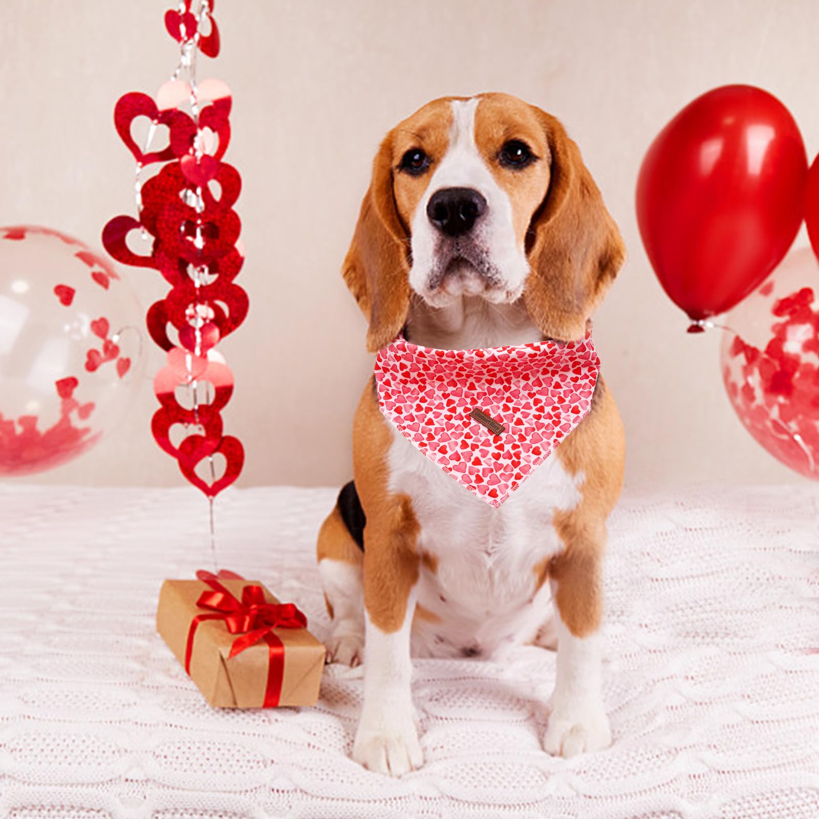 Lionheart Valentine Bandana - Soft Washable Dog Scarf, Square Adjustable For Small Dogs & Cats