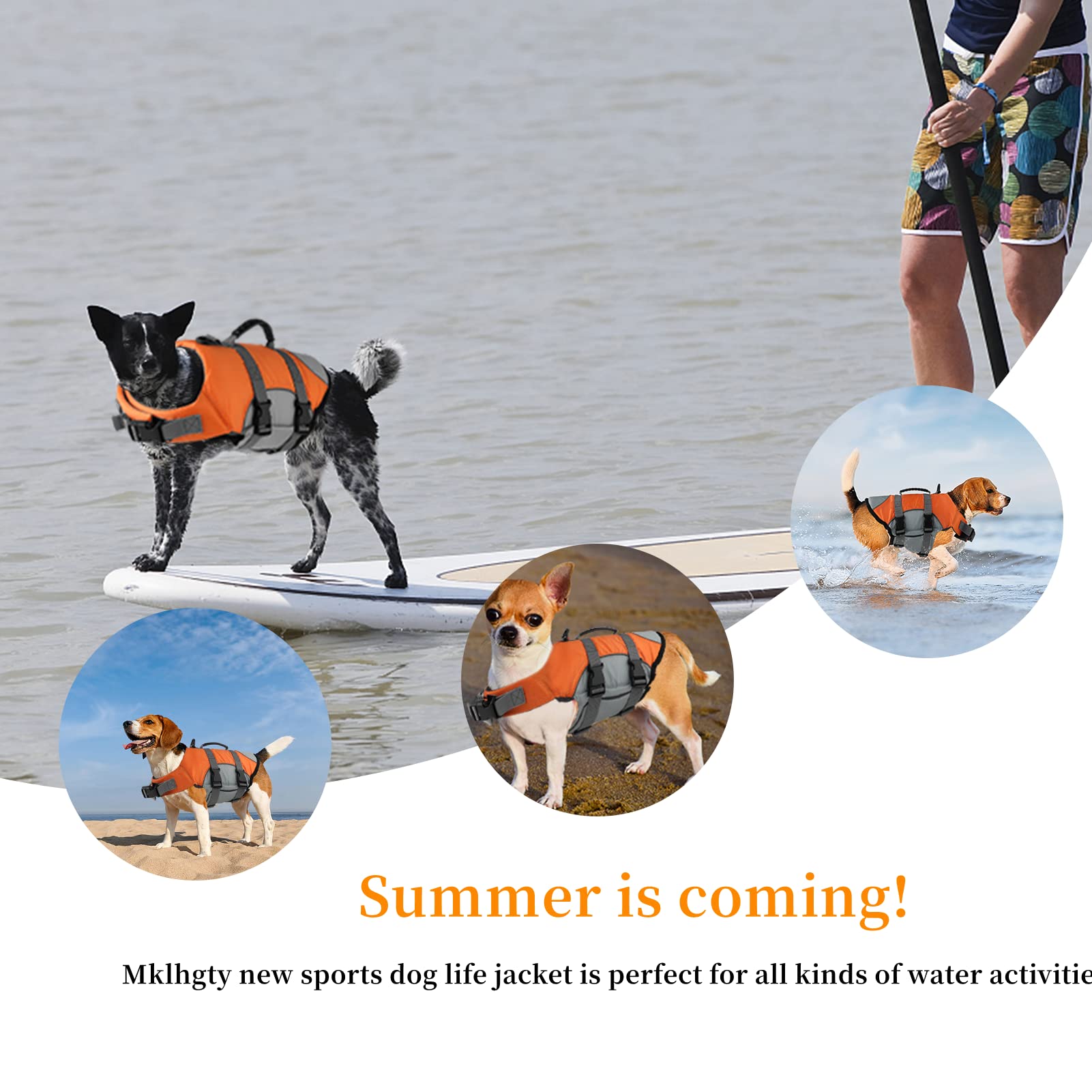 Mklhgty Dog Life Jacket, Reflective Adjustable Dog Vest With Rescue Handle For Swimming & Boating, Ripstop Pet Safety Life Prese