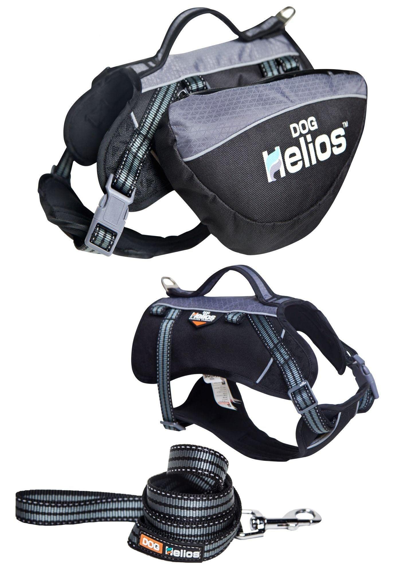 DOGHELIOS Freestyle 3-in-1 Explorer Sporty Fashion Convertible Pet Dog Backpack, Harness and Leash, Large, Black