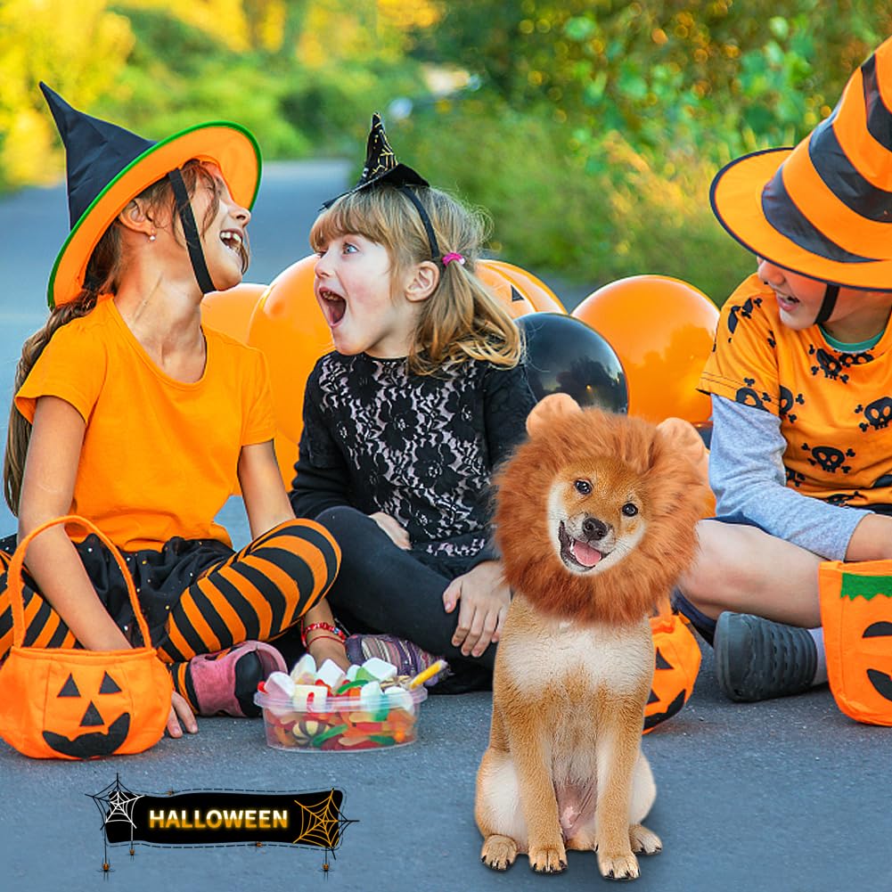 Vivifying Lion Mane For Dog, Adjustable Halloween Dog Lion Costume Wig With Ears For Medium Dogs, Realistic & Funny Dog Accessory Perfect For Parties And Photoshoots (Medium, Dark Brown)